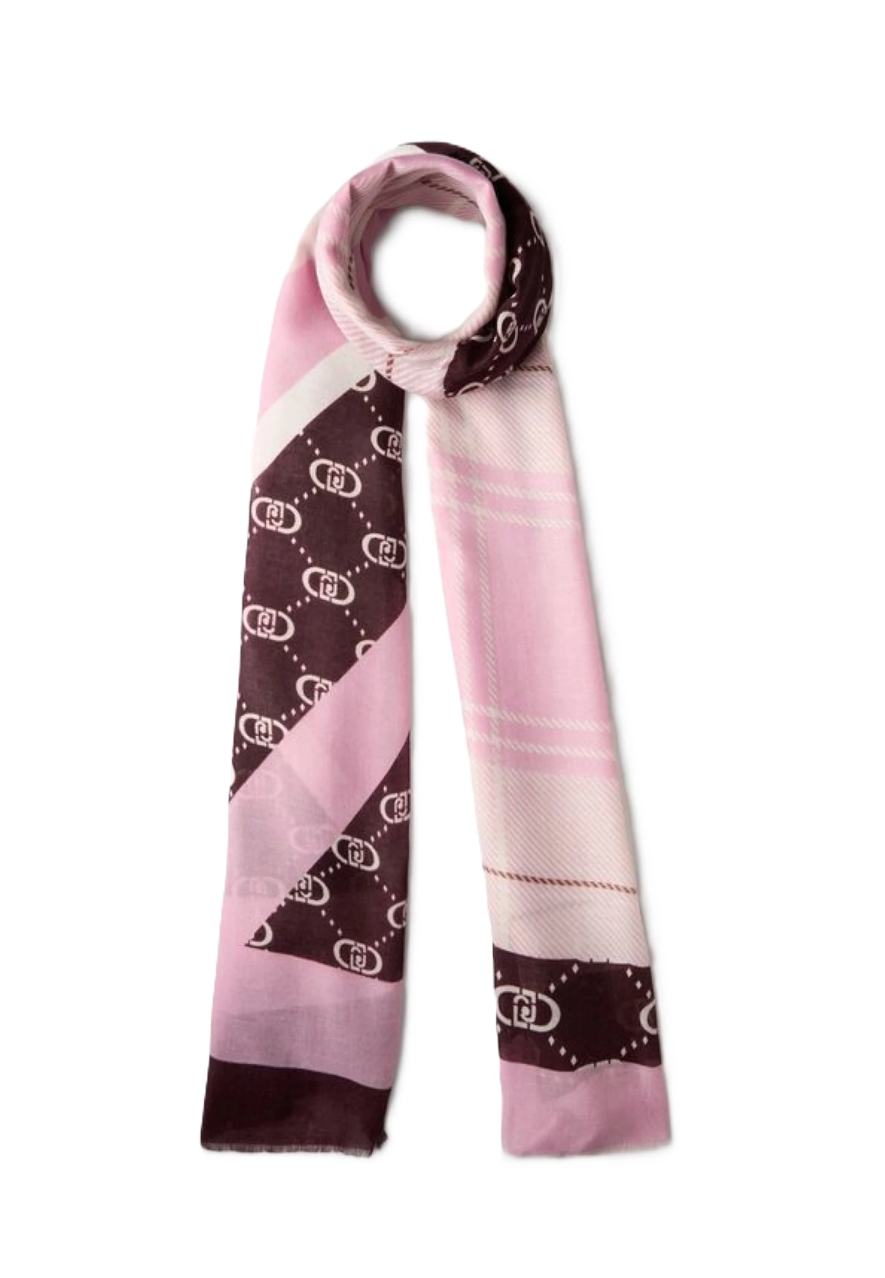 STOLA CON STAMPA CHECK E LOGO DONNA ROSA