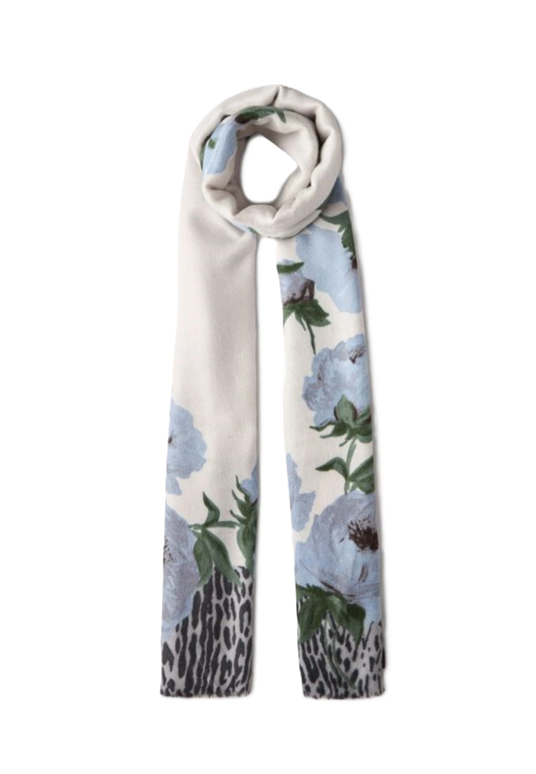 STOLA CON STAMPA ANIMALIER FLOREALE DONNA BLU