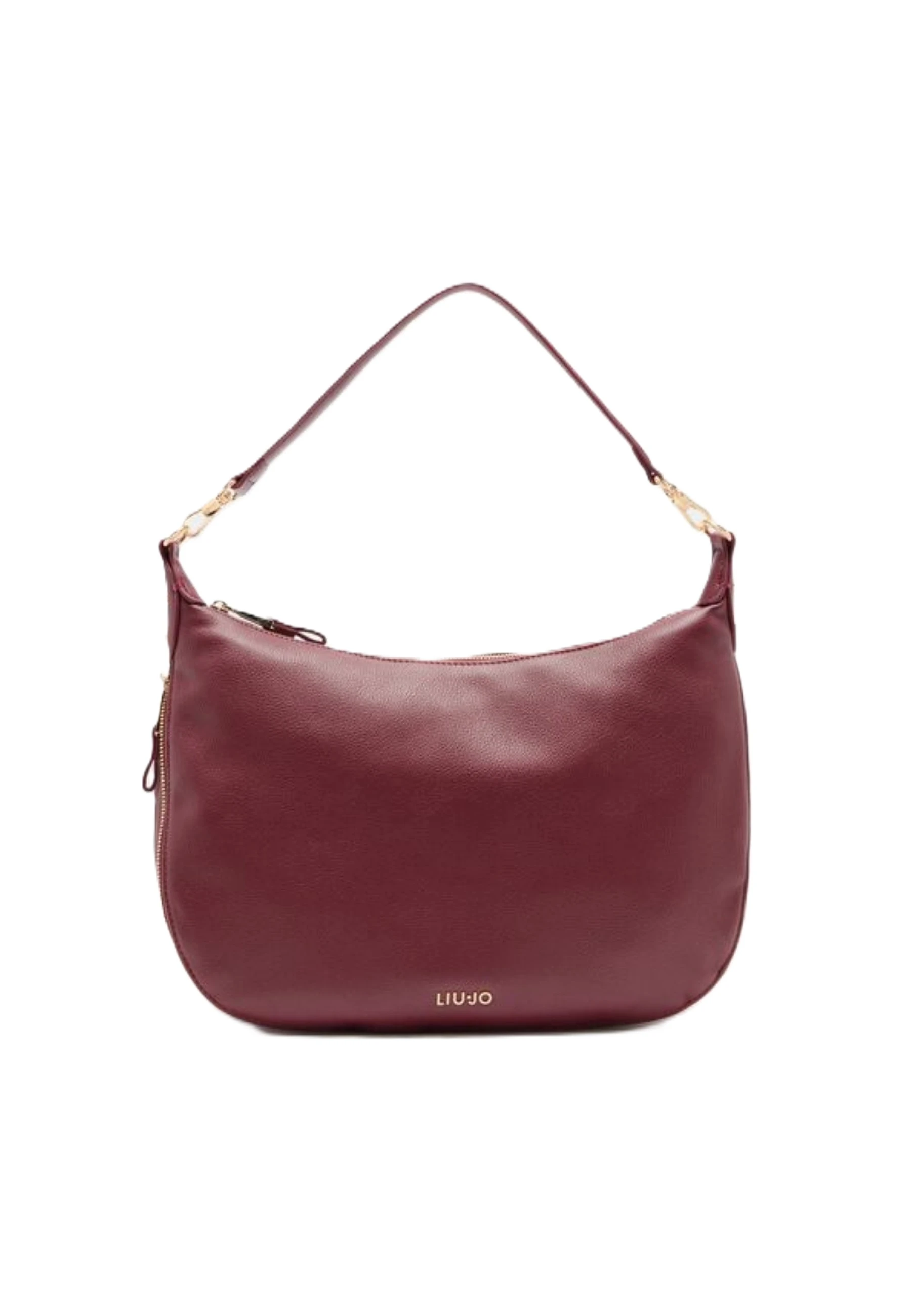 BORSA A SPALLA CON LOGO E MOTIVO ZIP LATERALE DONNA BORDEAUX