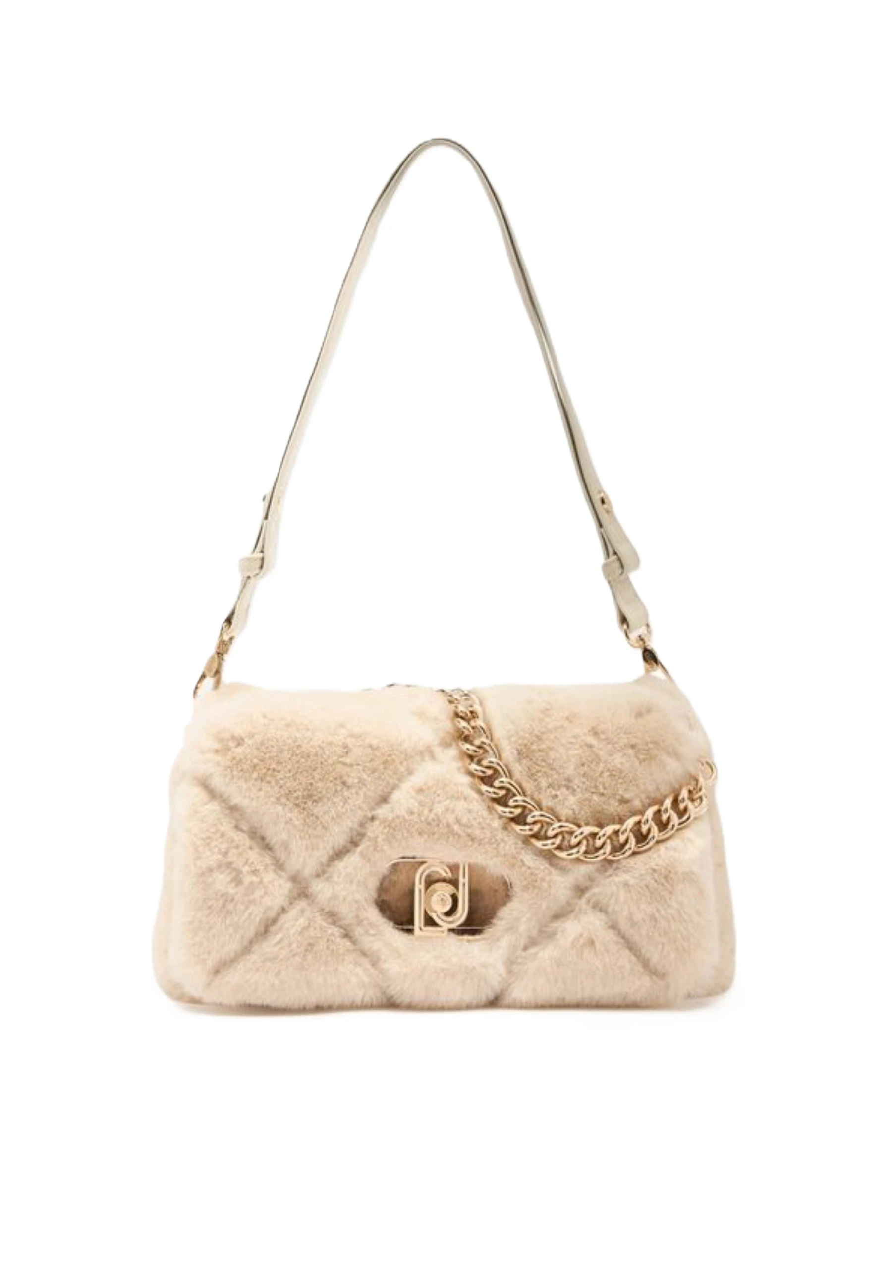 BORSA A SPALLA EFFETTO PELLICCIA DONNA AVORIO
