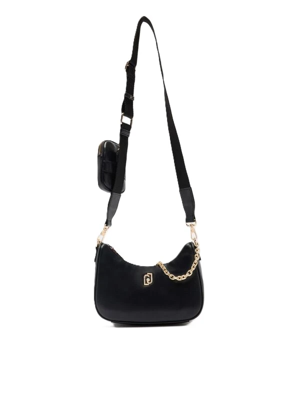 BORSA A TRACOLLA CON CATENA E PORTACELLULARE DONNA NERO