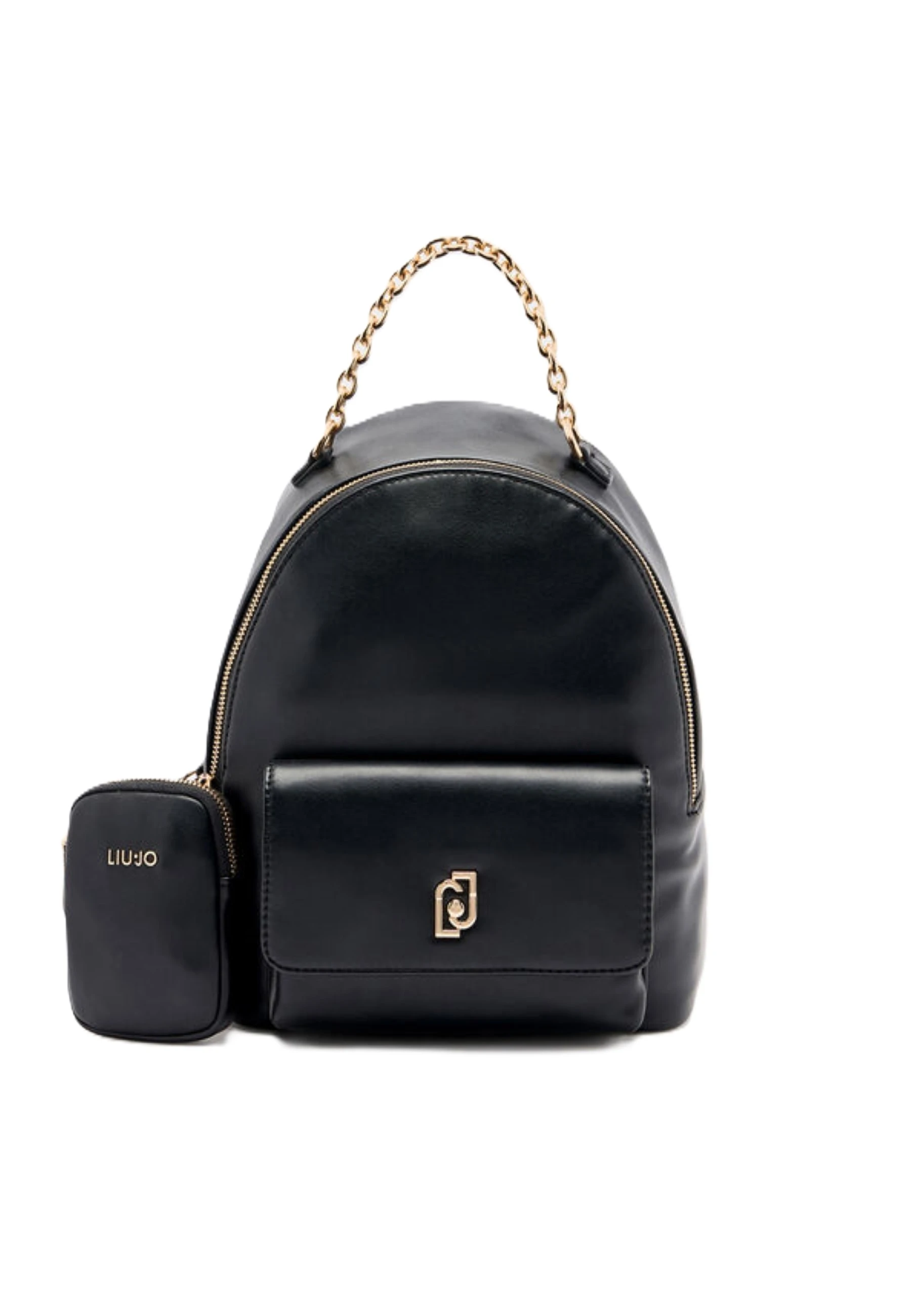ZAINO CON TASCA FRONTALE E POCHETTE REMOVIBILE DONNA NERO