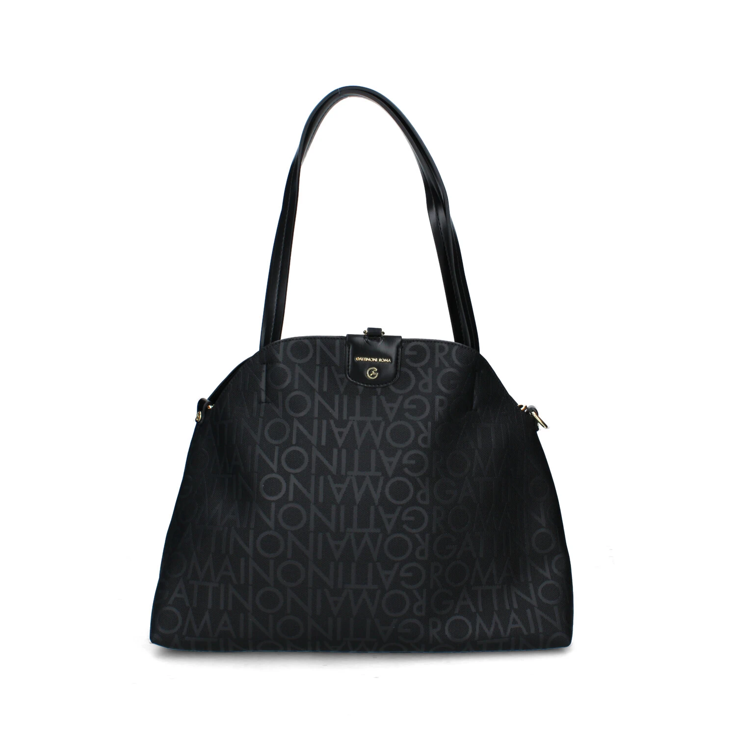 BORSA A SPALLA IN ECOPELLE CON FANTASIA ALL OVER DONNA NERO