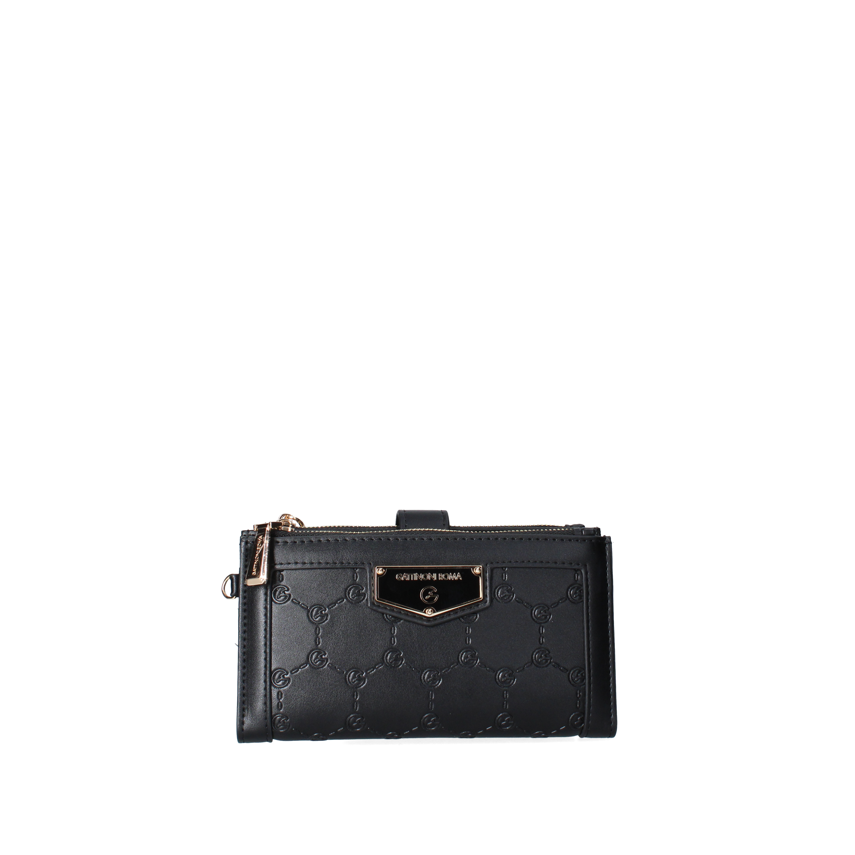 Mandarina Duck Dual Portafogli Uomo Piccolo In Pelle Martellata - Nero Con Dettaglio Gommoso