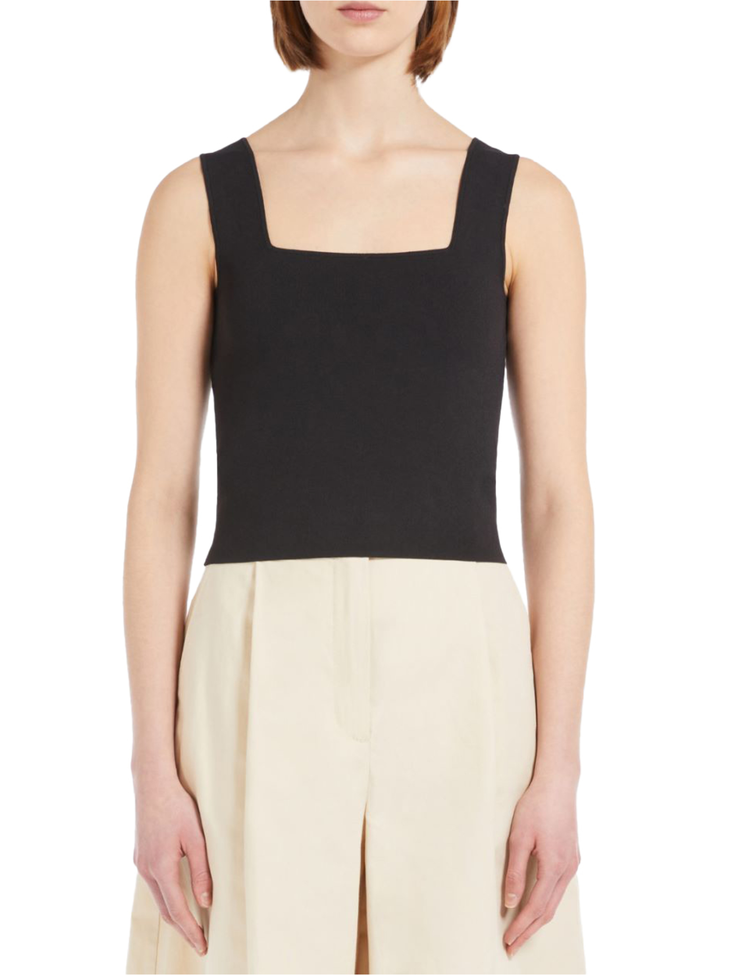 TOP CROP IN VISCOSA JACQUARD DONNA NERO