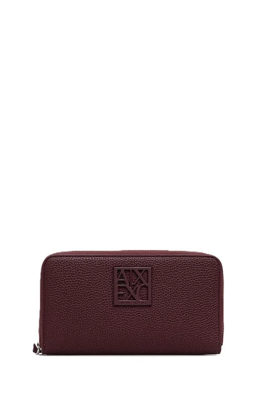 PORTAFOGLIO GRANDE CON LOGO E ZIP DONNA BORDEAUX