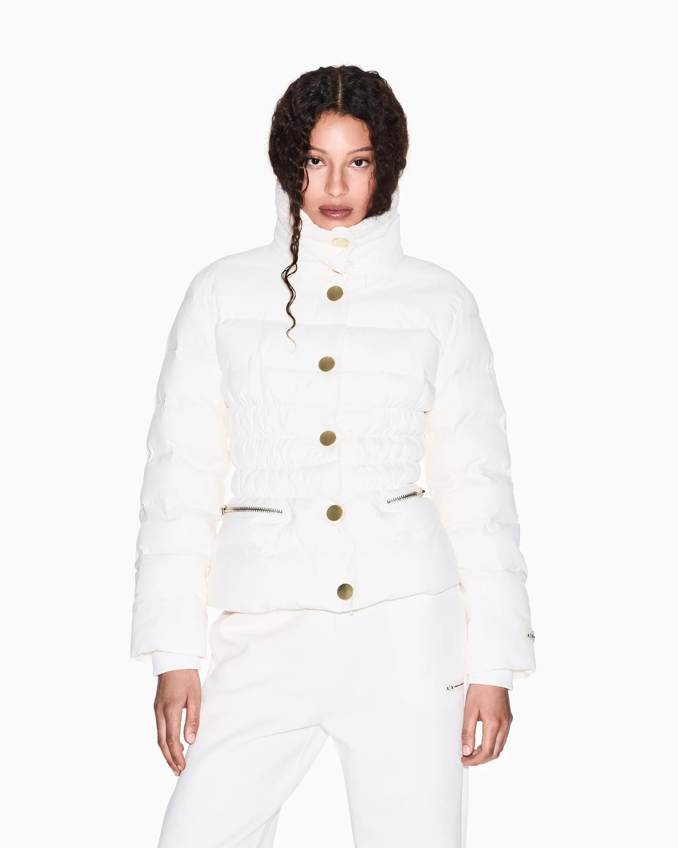 PIUMINO CON BOTTONI FRONTALI  E ZIP DONNA BIANCO