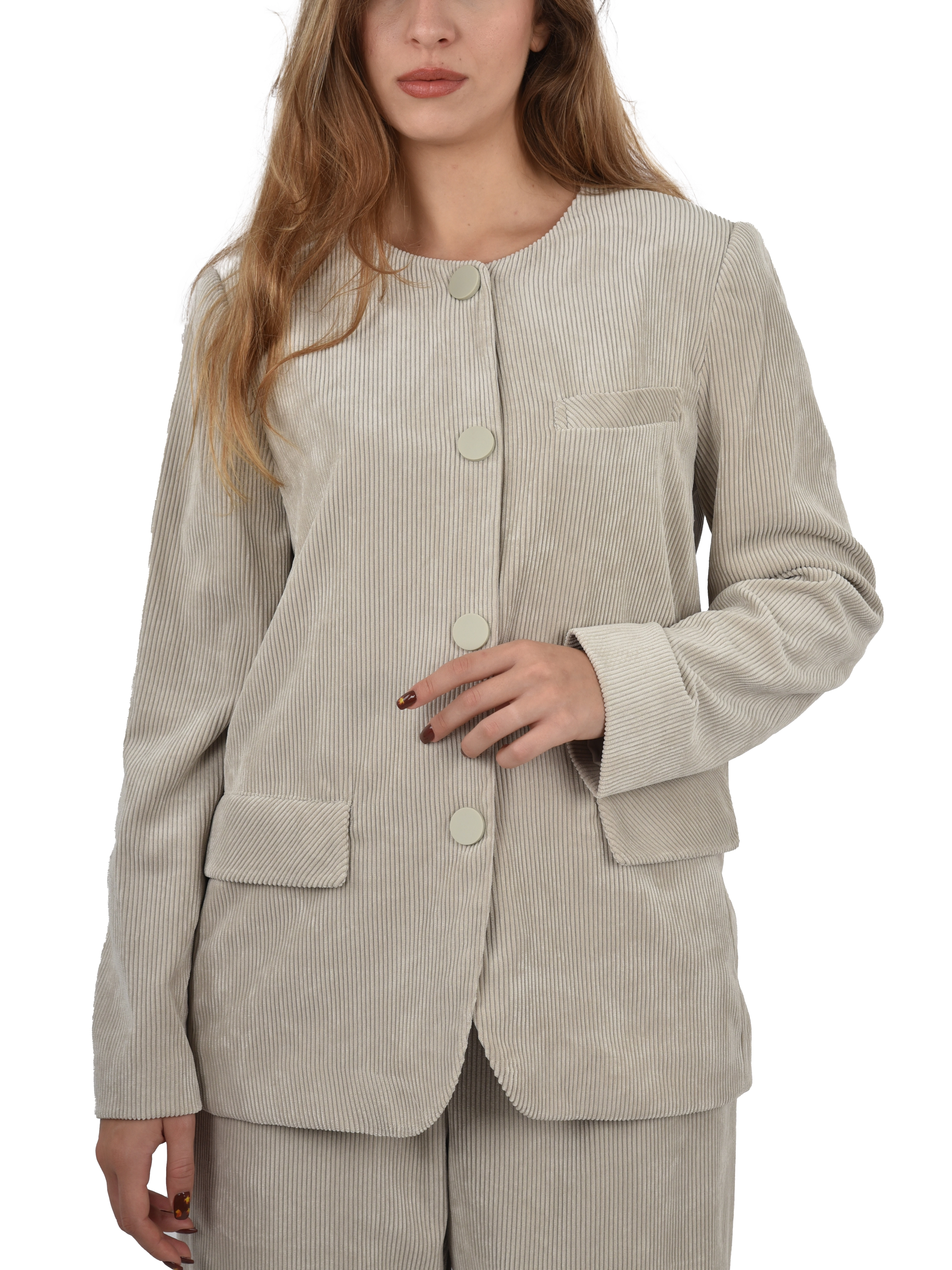 GIACCA CORTA IN VELLUTO A COSTE DONNA BEIGE