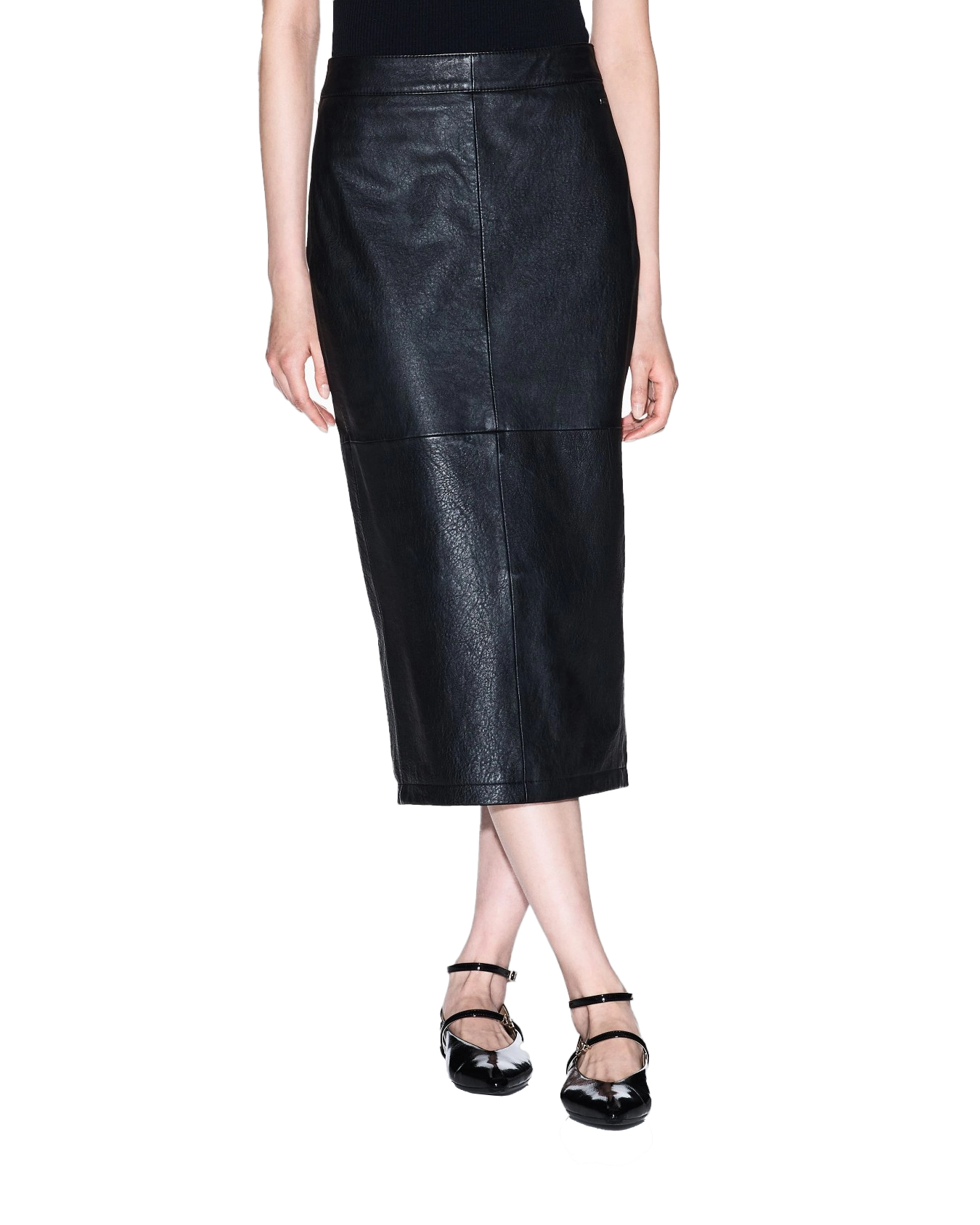 GONNA LUNGA IN PELLE CON ZIP NASCOSTA DONNA NERO