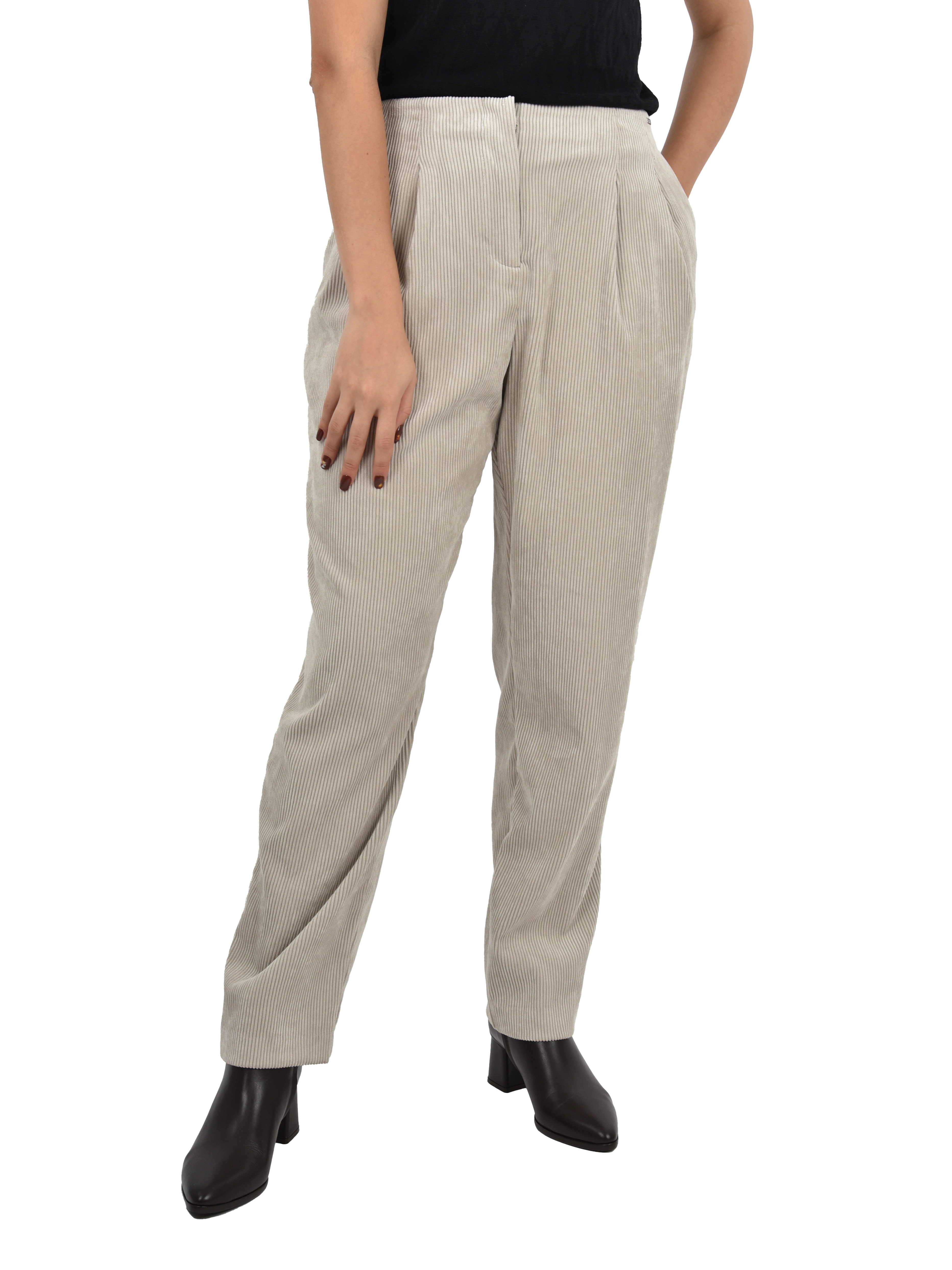 PANTALONI CHINO IN VELLUTO A COSTE DONNA BEIGE