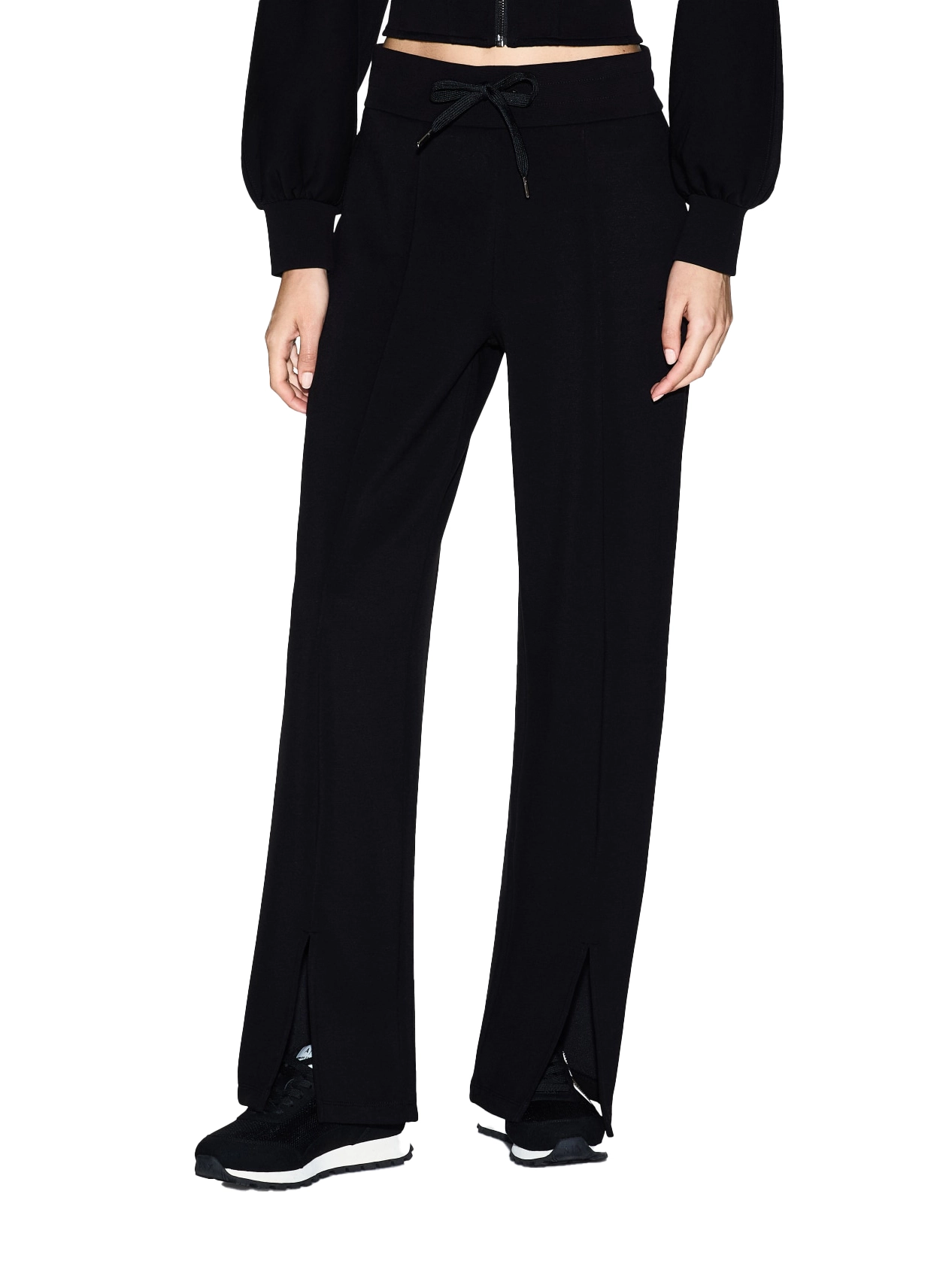 PANTALONI JOGGERS CON SPACCO ALLE CAVIGLIE DONNA NERO