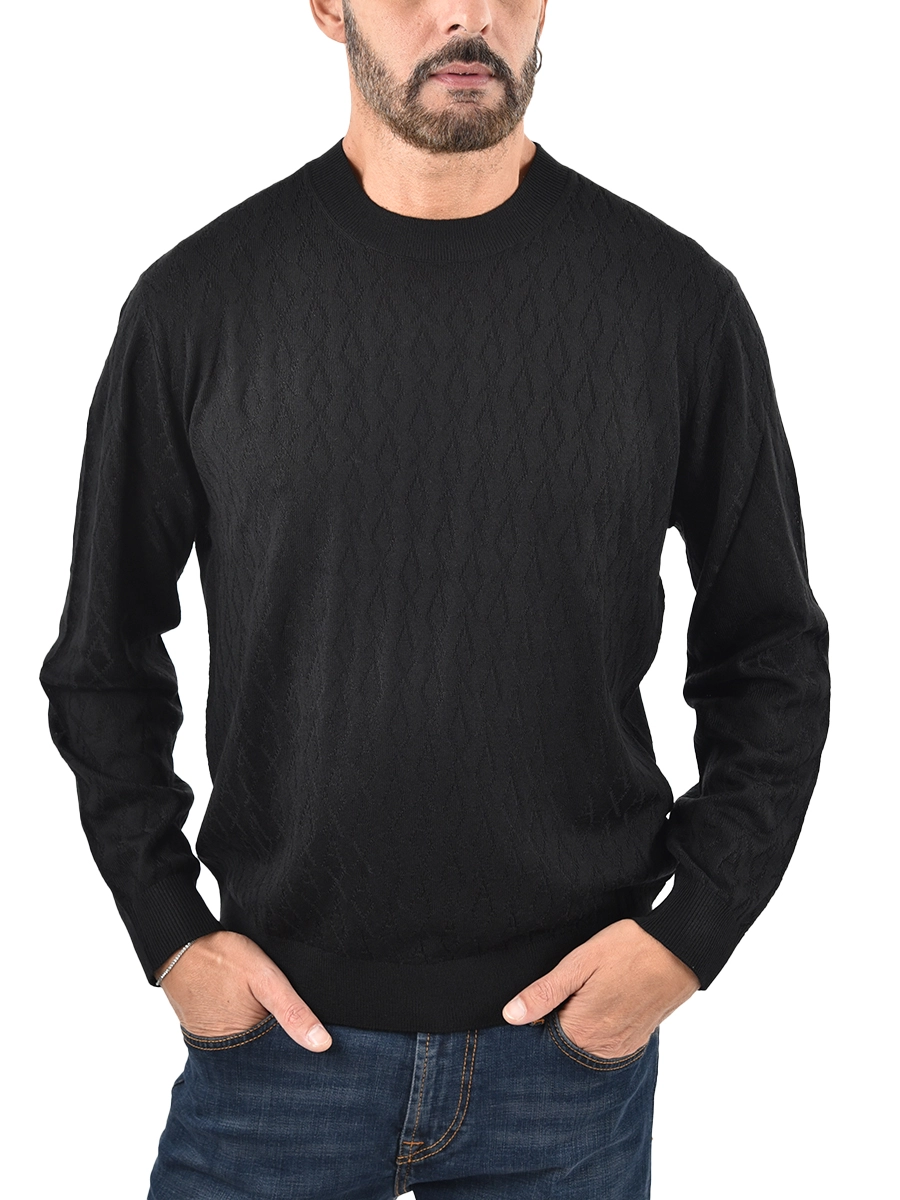MAGLIA GIROCOLLO CON MOTIVO MONOGRAM UOMO NERO