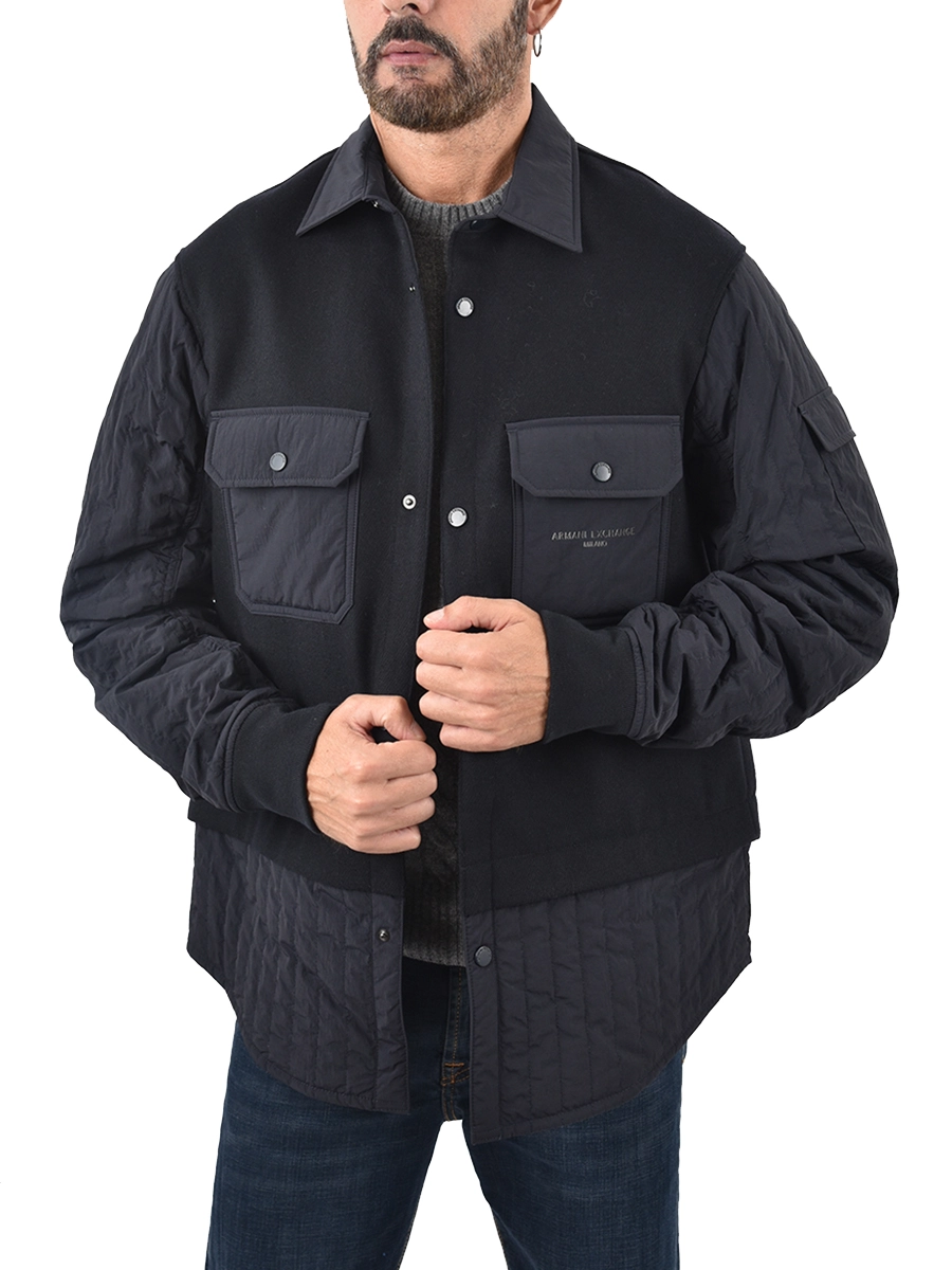 GIACCA CON TASCHE E MANICHE TRAPUNTATE UOMO BLU