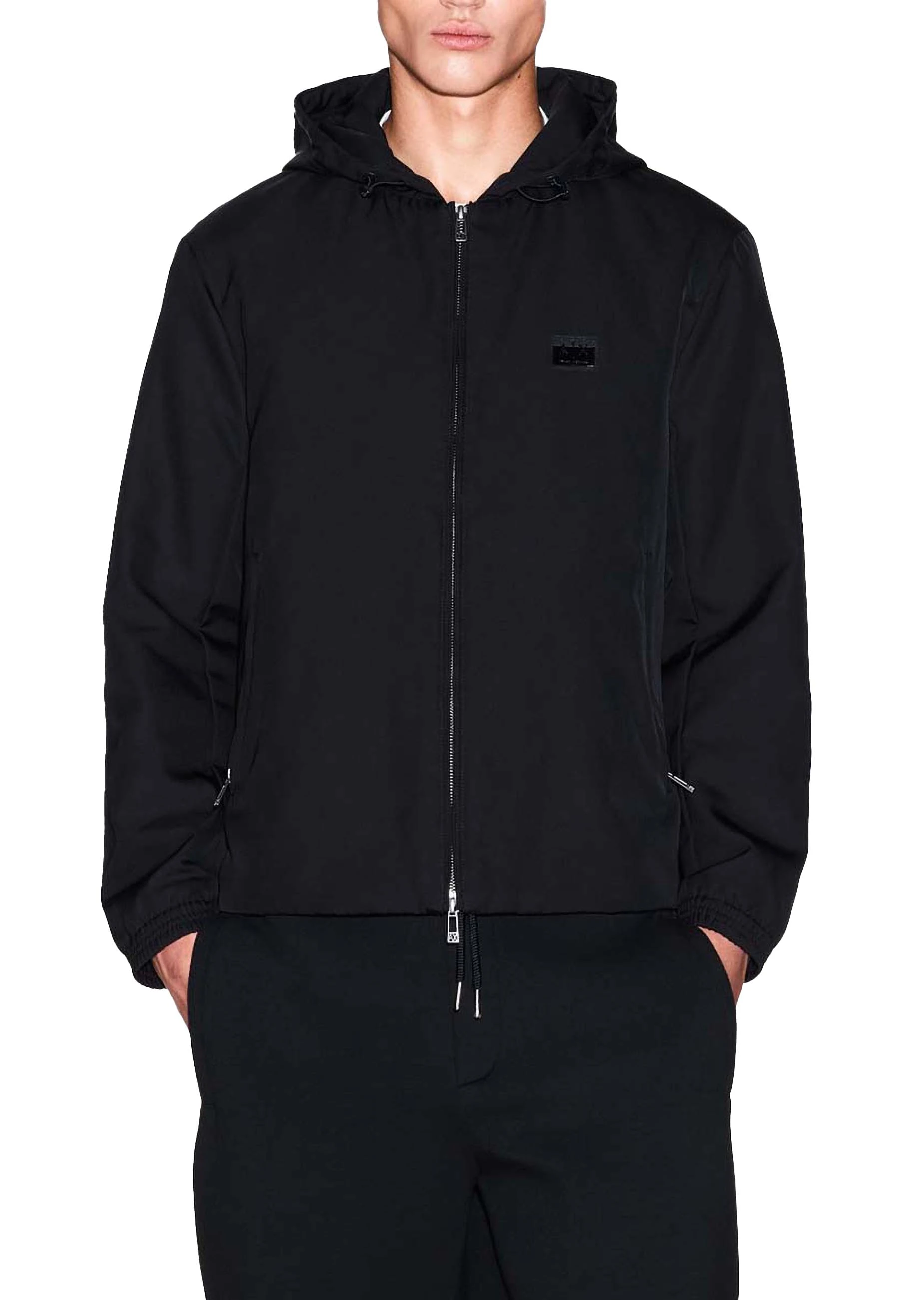 GIACCA CON CAPPUCCIO TESSUTO ANTIVENTO UOMO NERO