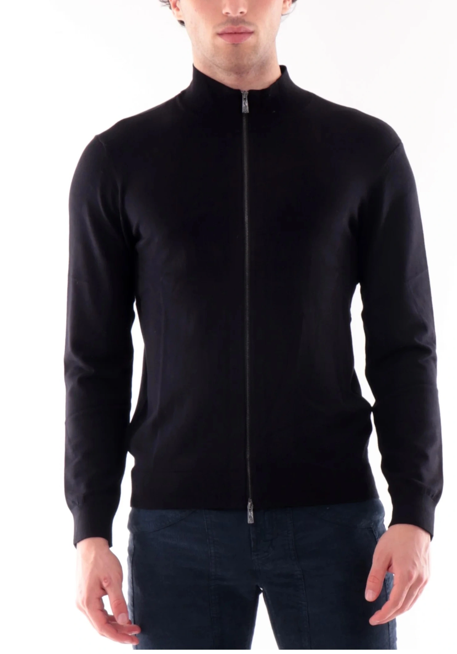 CARDIGAN CON ZIP A DOPPIO CURSORE UOMO NERO