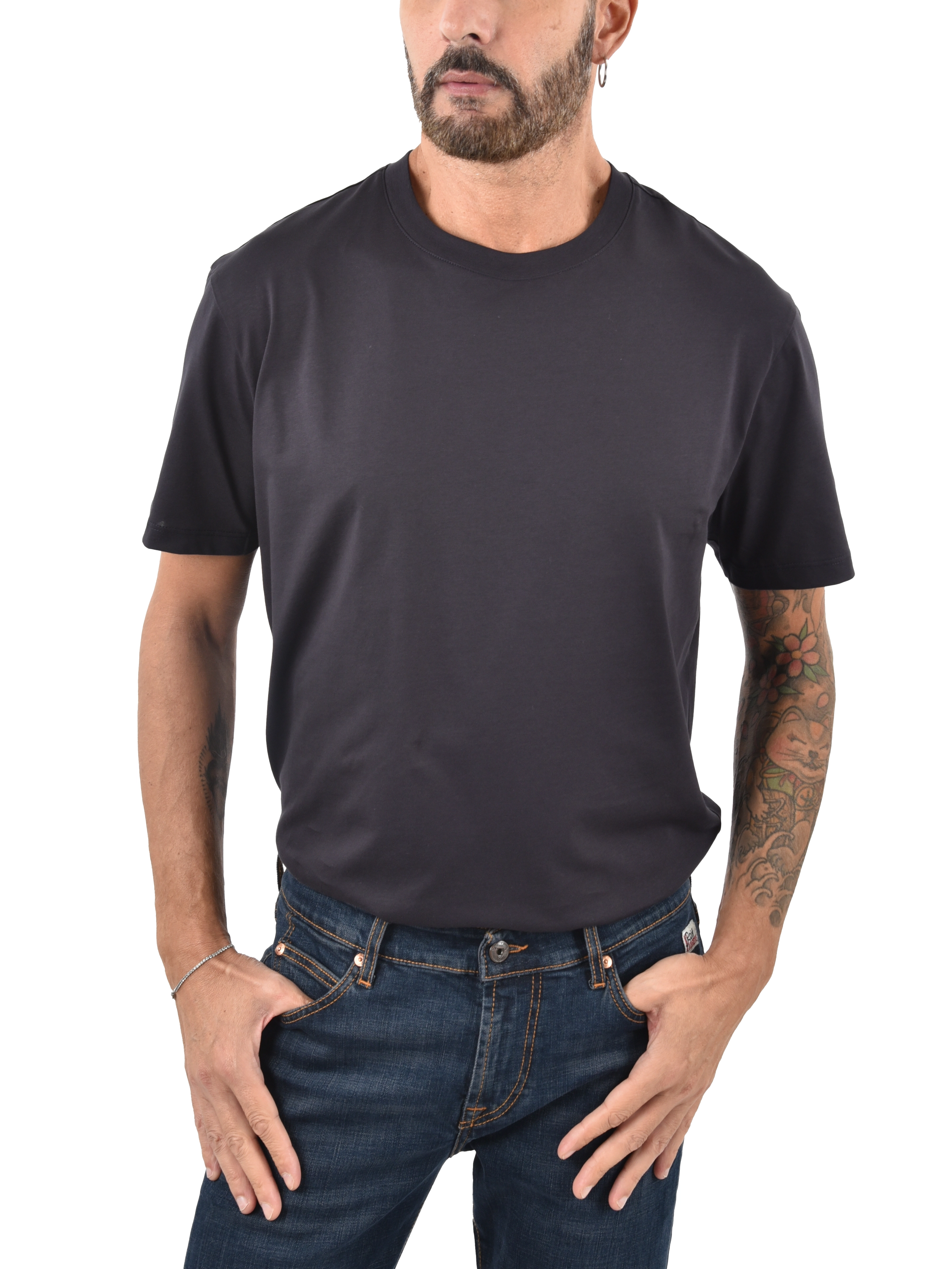 T-SHIRT MANICA CORTA CON LOGO RICAMATO UOMO BLUE