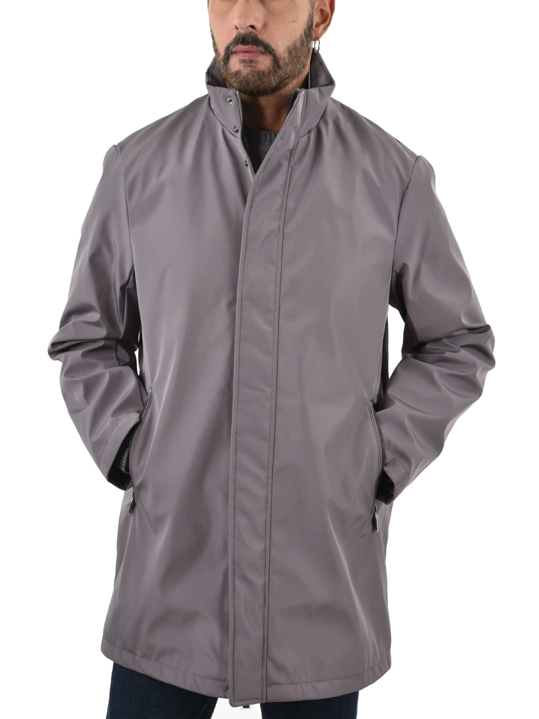 CAPPOTTO CON TESSUTO ANTIVENTO UOMO GRIGIO