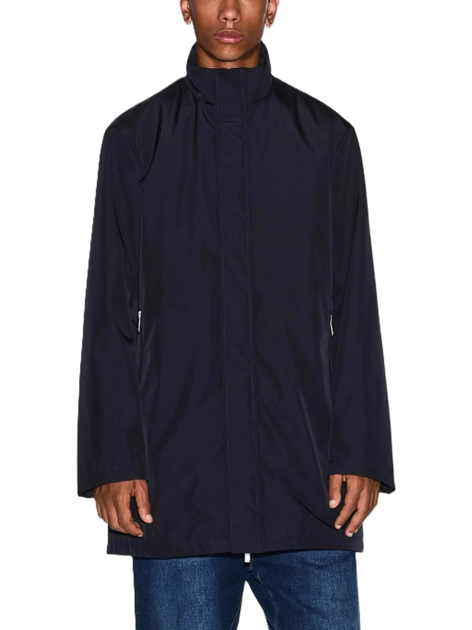 GIACCA CON COLLO ALTO IN TESSUTO TECNICO UOMO BLU