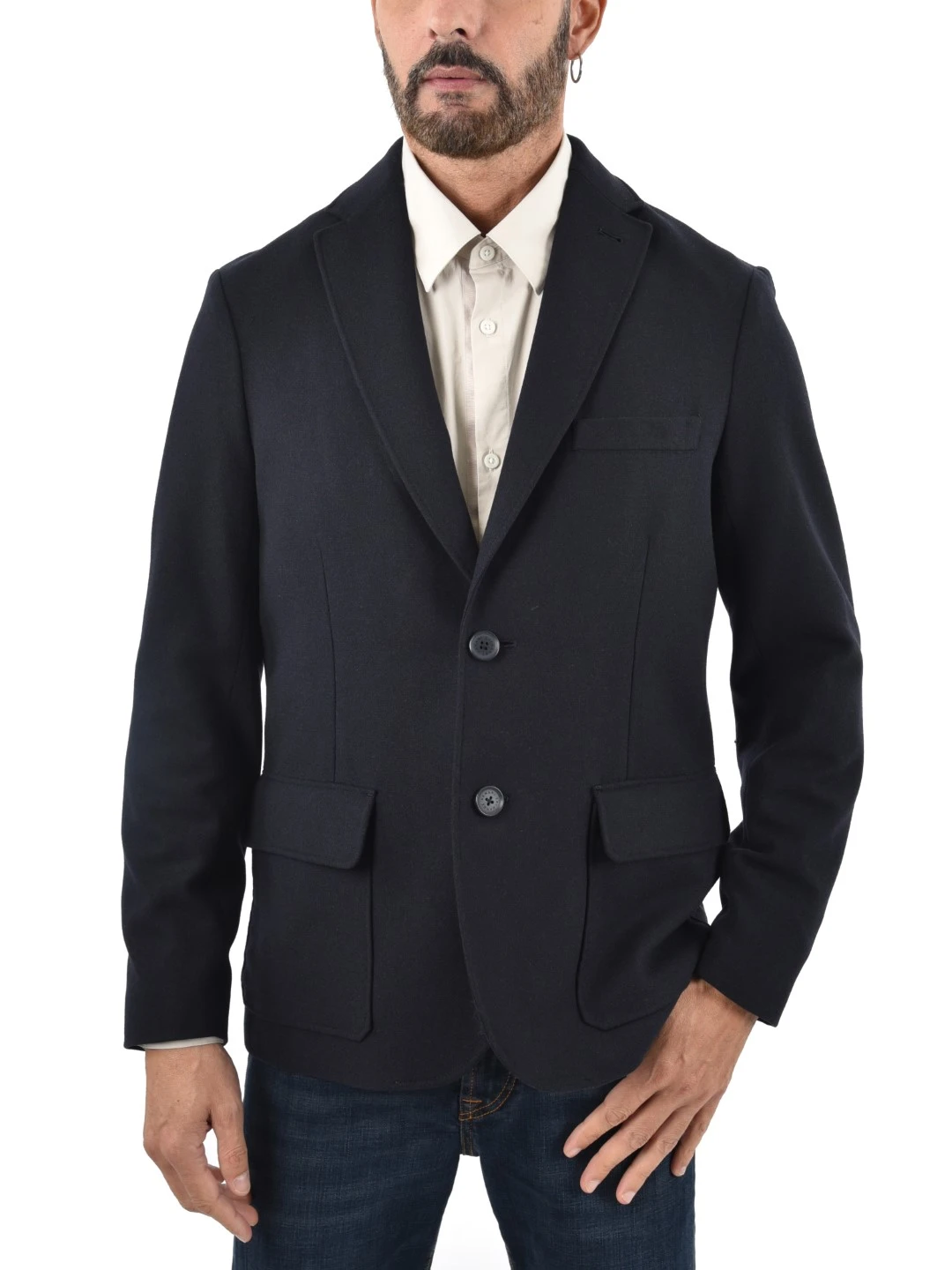 BLAZER MONOPETTO CON TASCHE FRONTALI CON PATTA UOMO BLU