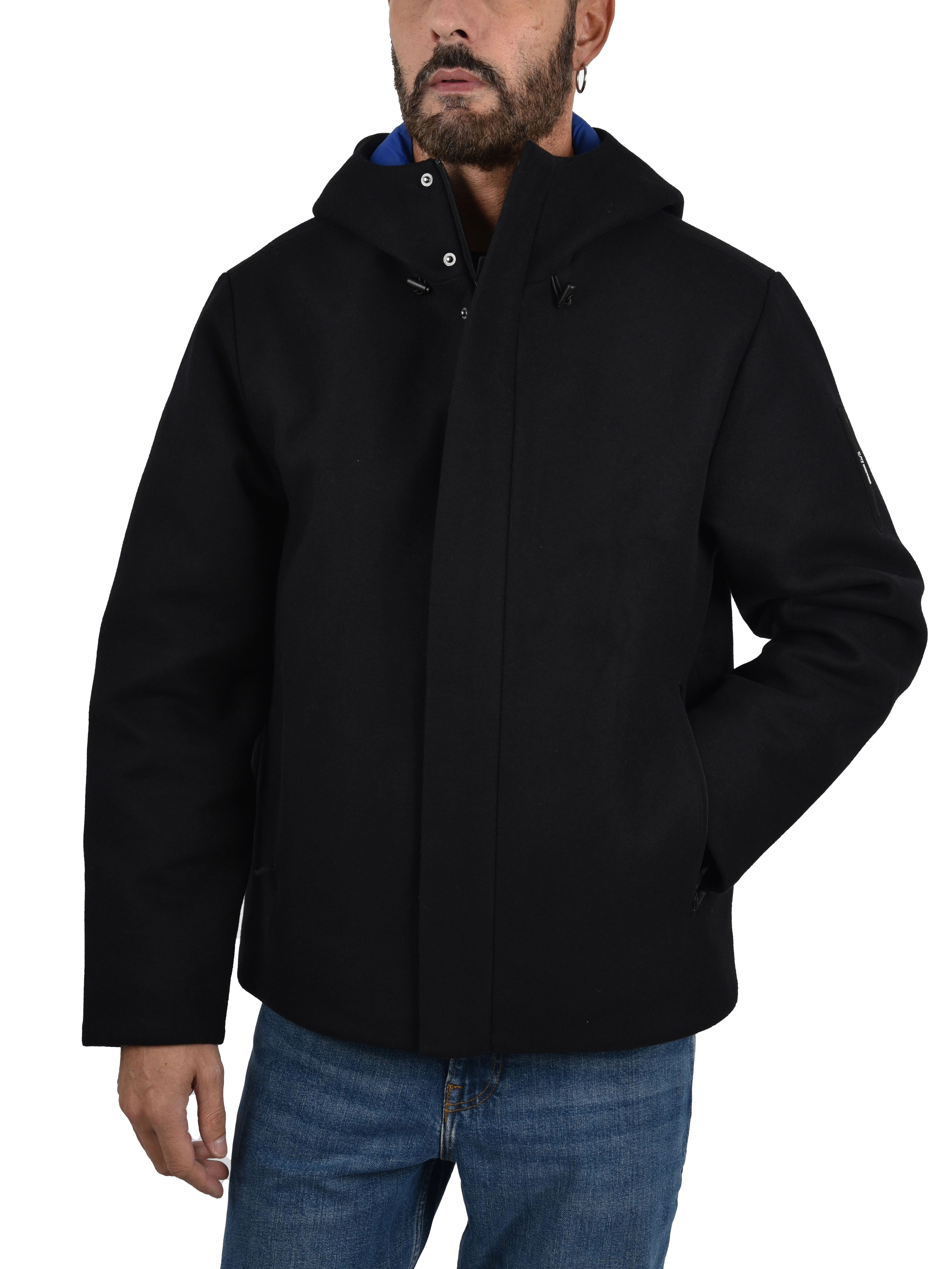CAPPOTTO CORTO CON CERNIERE LATERALI CON ZIP UOMO NERO