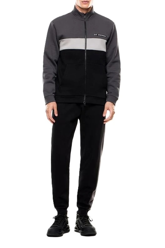 TUTA IN COTONE CON COLORI A CONTRASTO E LOGO GOMMATO UOMO NERO