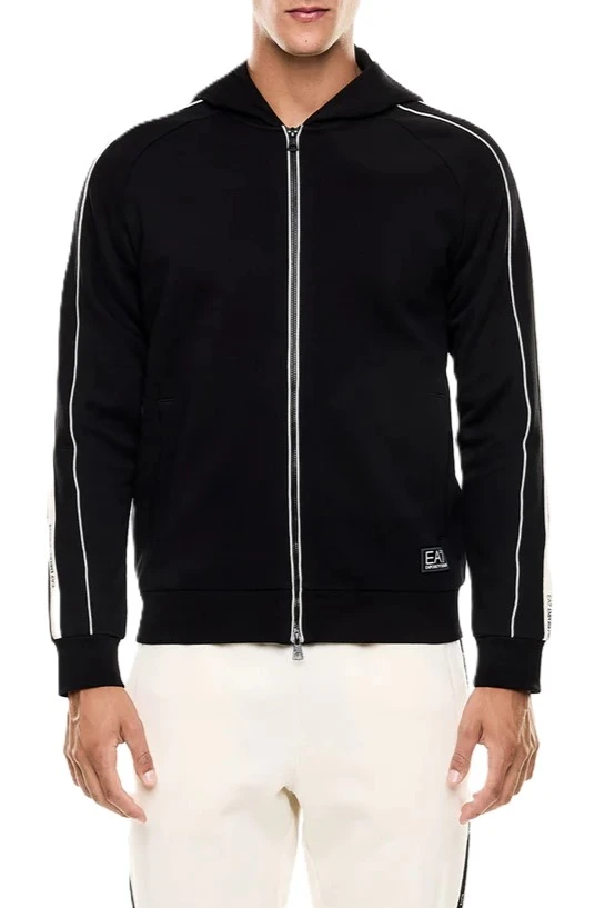 FELPA CON ZIP CAPPUCCIO E BANDA CON LOGO UOMO NERO