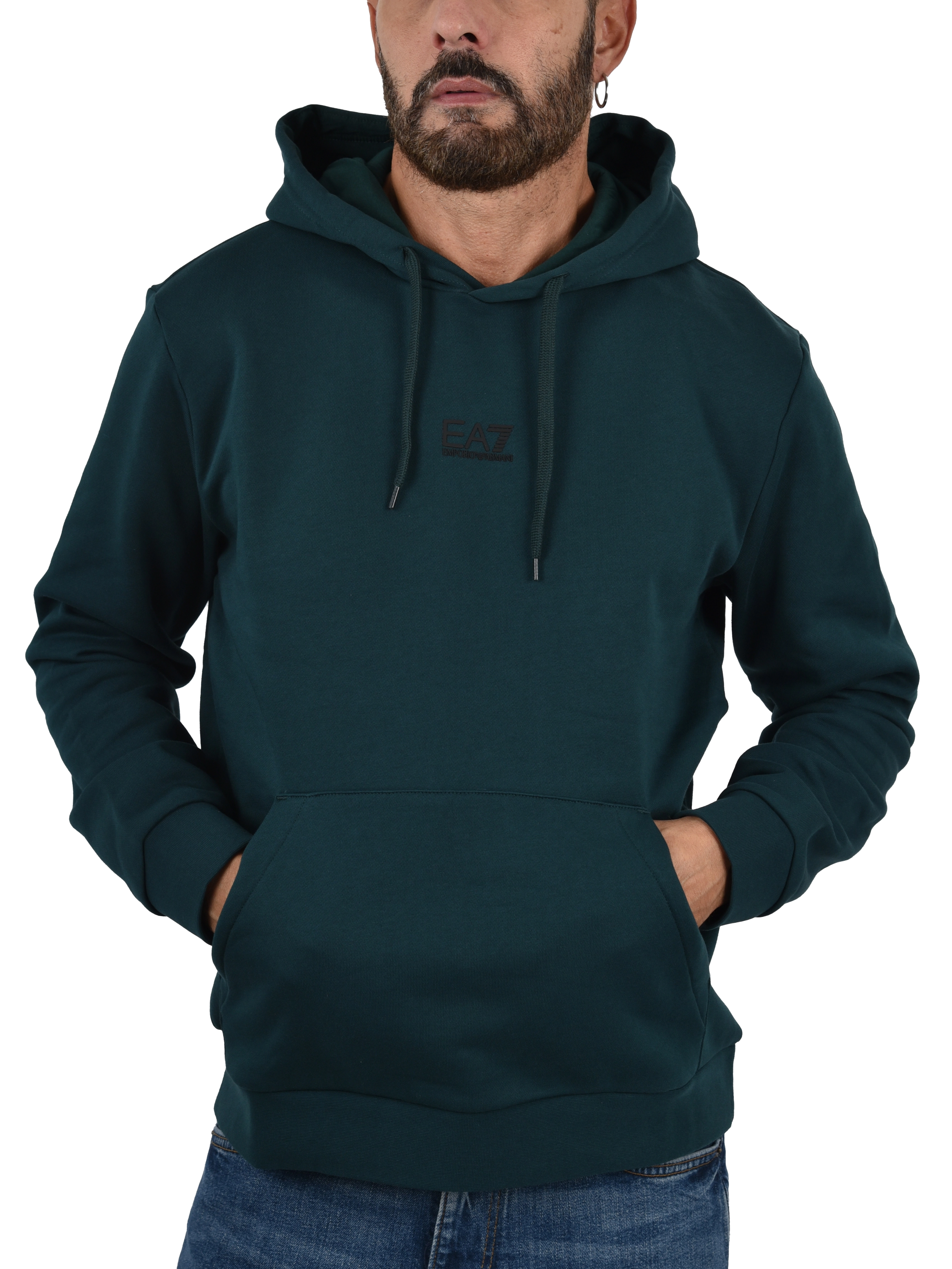 FELPA CON CAPPUCCIO UOMO VERDE SCURO