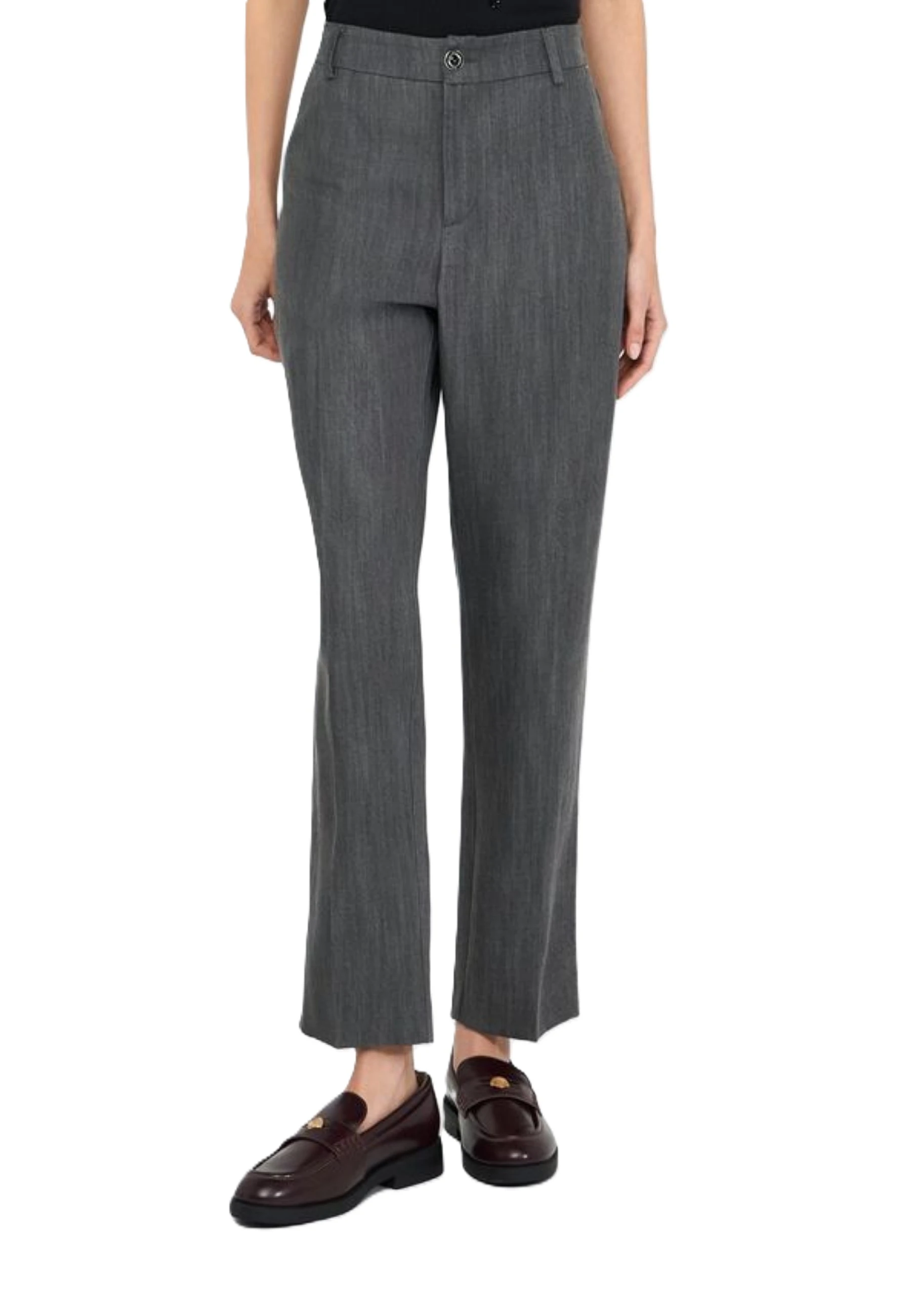 PANTALONI PALAZZO EFFETTO DENIM DONNA GRIGIO