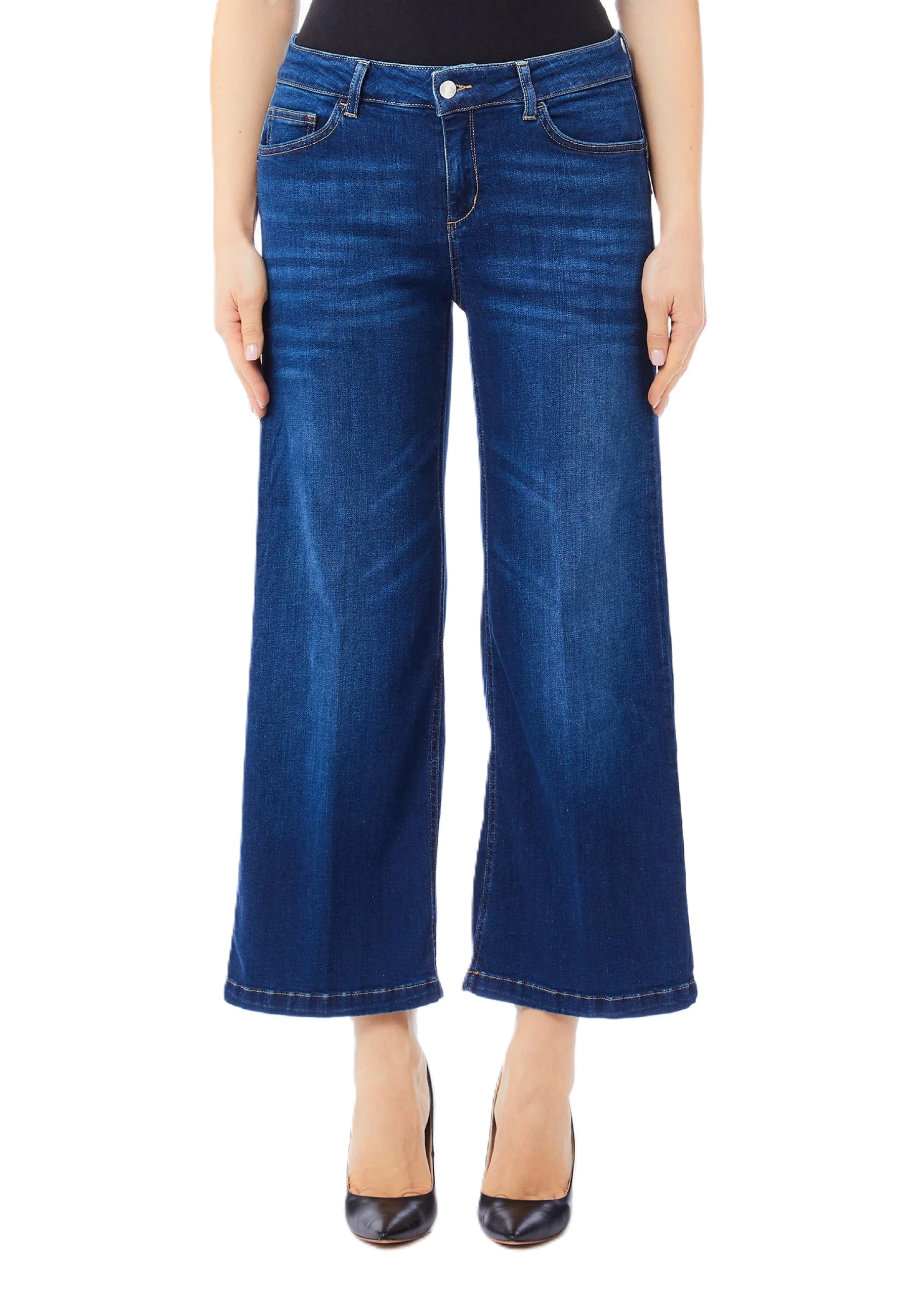 JEANS FLARE CON ELASTICO DONNA BLU