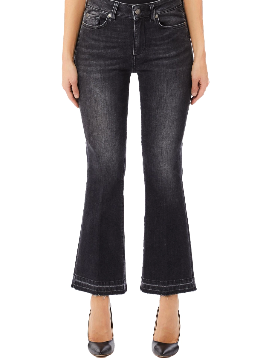 JEANS CON ORLO SFRANGIATO DONNA NERO