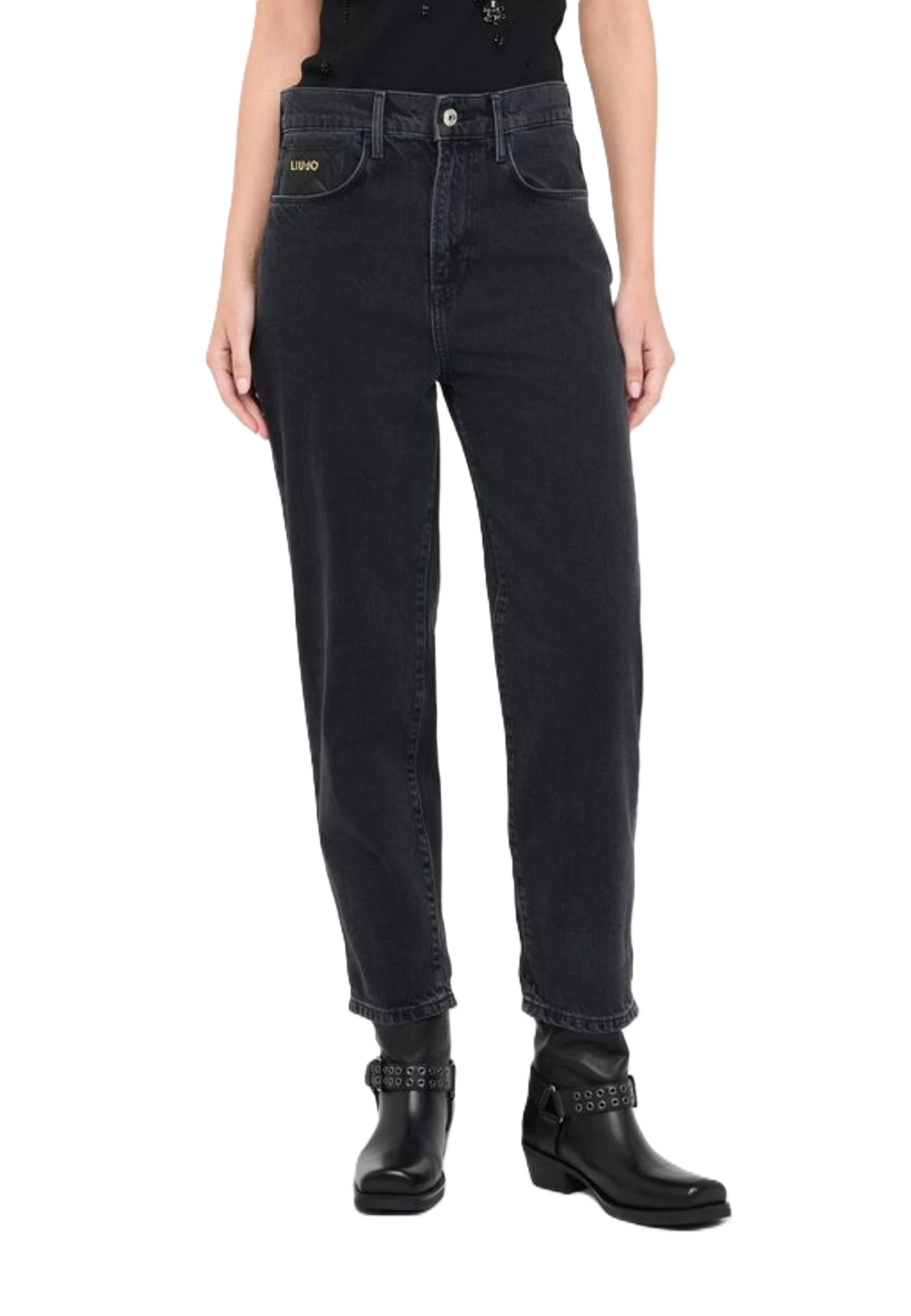 JEANS VITA BASSA REGULAR DONNA NERO