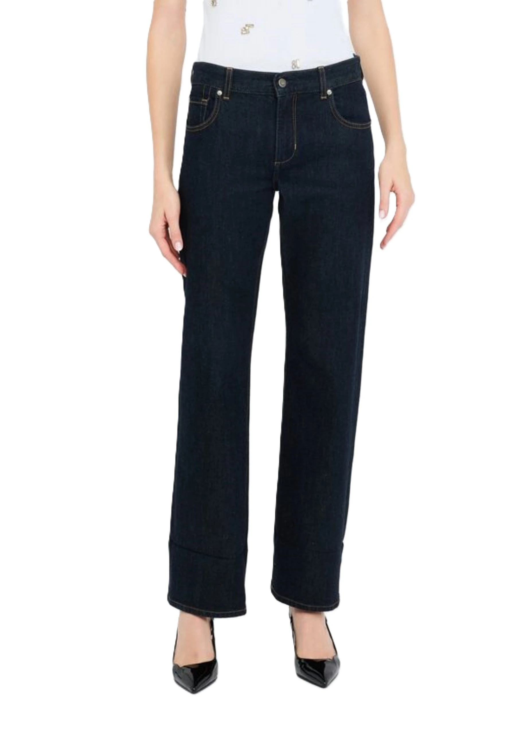 JEANS REGULAR CON RISVOLTO DONNA BLU