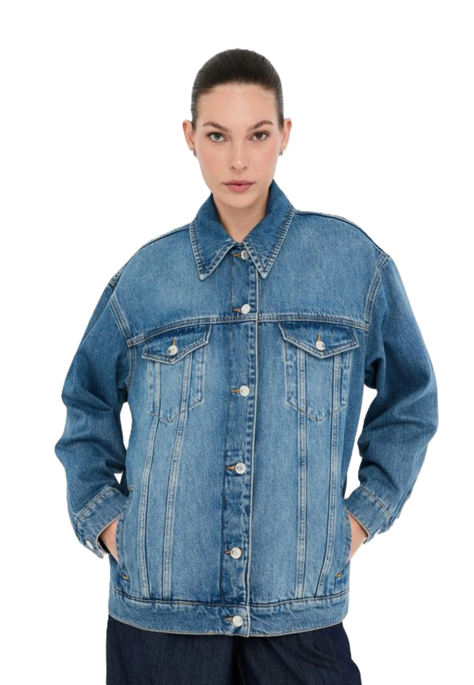 GIACCA CORTA IN JEANS DONNA BLU