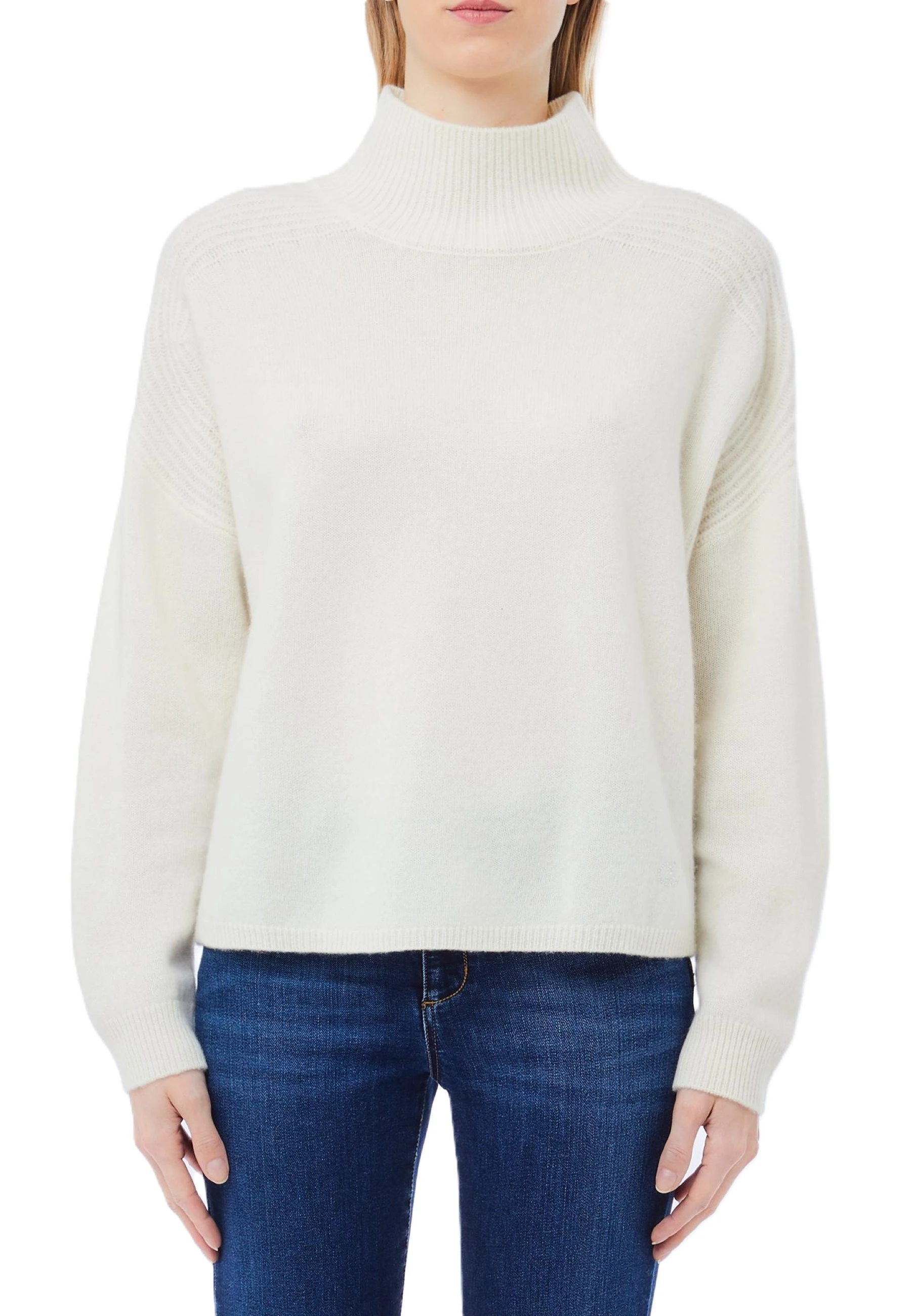 MAGLIA DOLCEVITA CON RICAMO GIOIELLO DONNA BIANCO