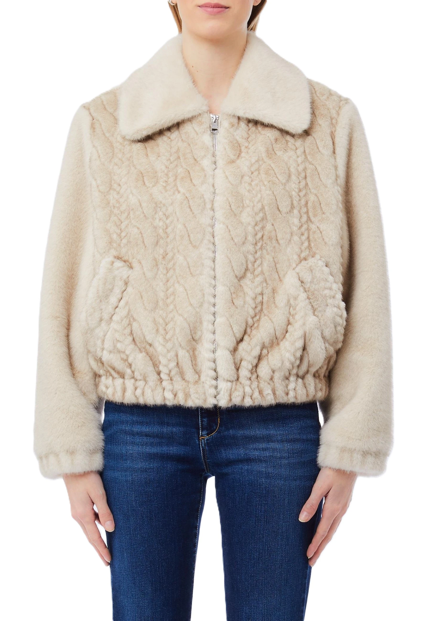 GIACCA CORTA IN TESSUTO TEDDY DONNA BEIGE