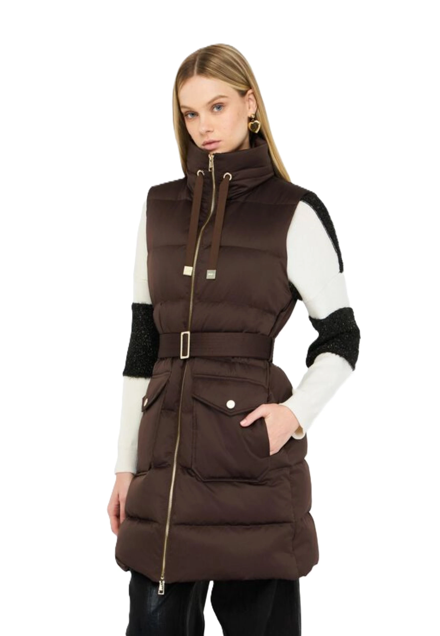GILET PIUMINO TRAPUNTATO  DONNA MARRONE