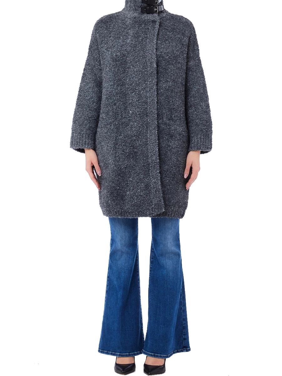 CAPPOTTO CORTO CON COLLETTO CON FIBIE REGOLABILI DONNA GRIGIO