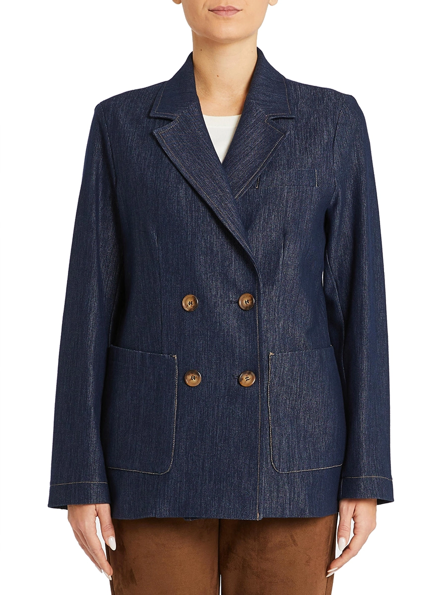 GIACCIA DOPPIOPETTO IN JERSEY EFFETTO DENIM DONNA BLU