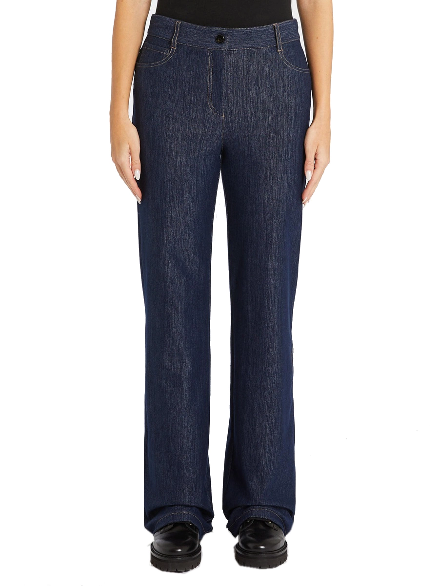 PANTALONI A PALAZZO IN JERSEY EFFETTO DENIM DONNA BLU