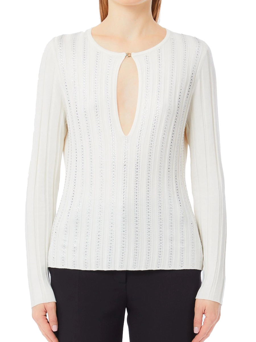 MAGLIA GIROCOLLO CON SCOLLO A GOCCIA DONNA BIANCO