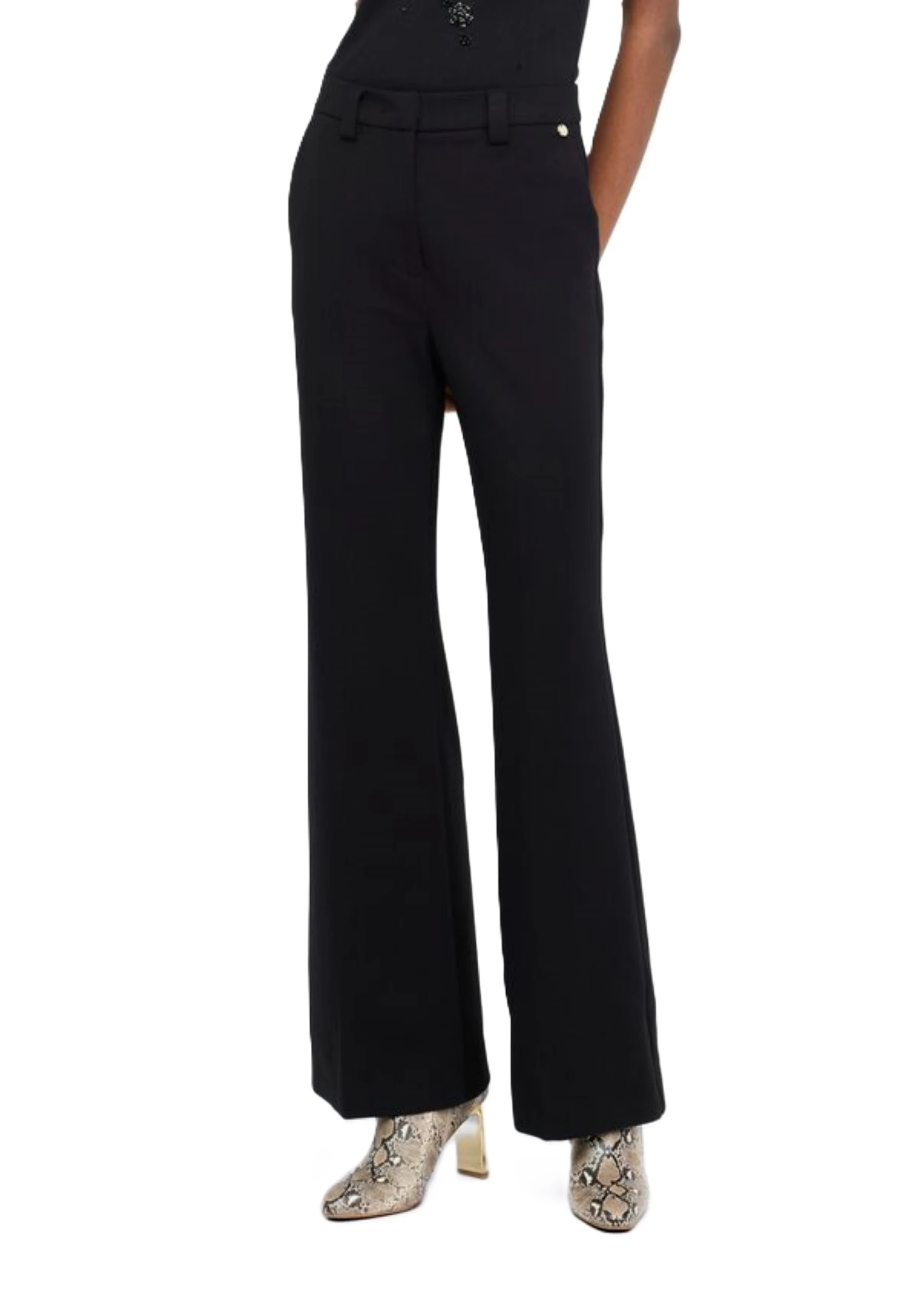 PANTALONI A ZAMPA IN JERSEY PUNTO MILANO DONNA NERO