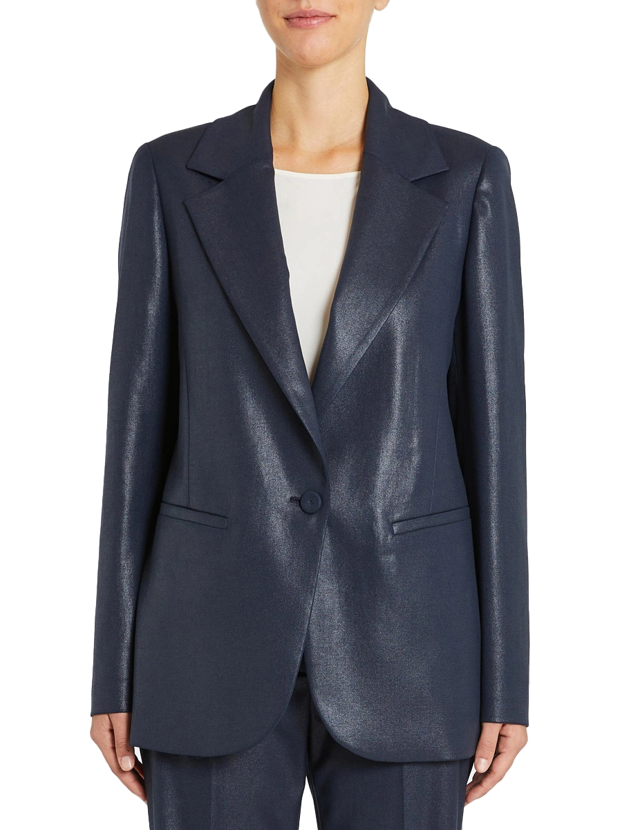 BLAZER TRAMA LAMINATA DONNA BLU