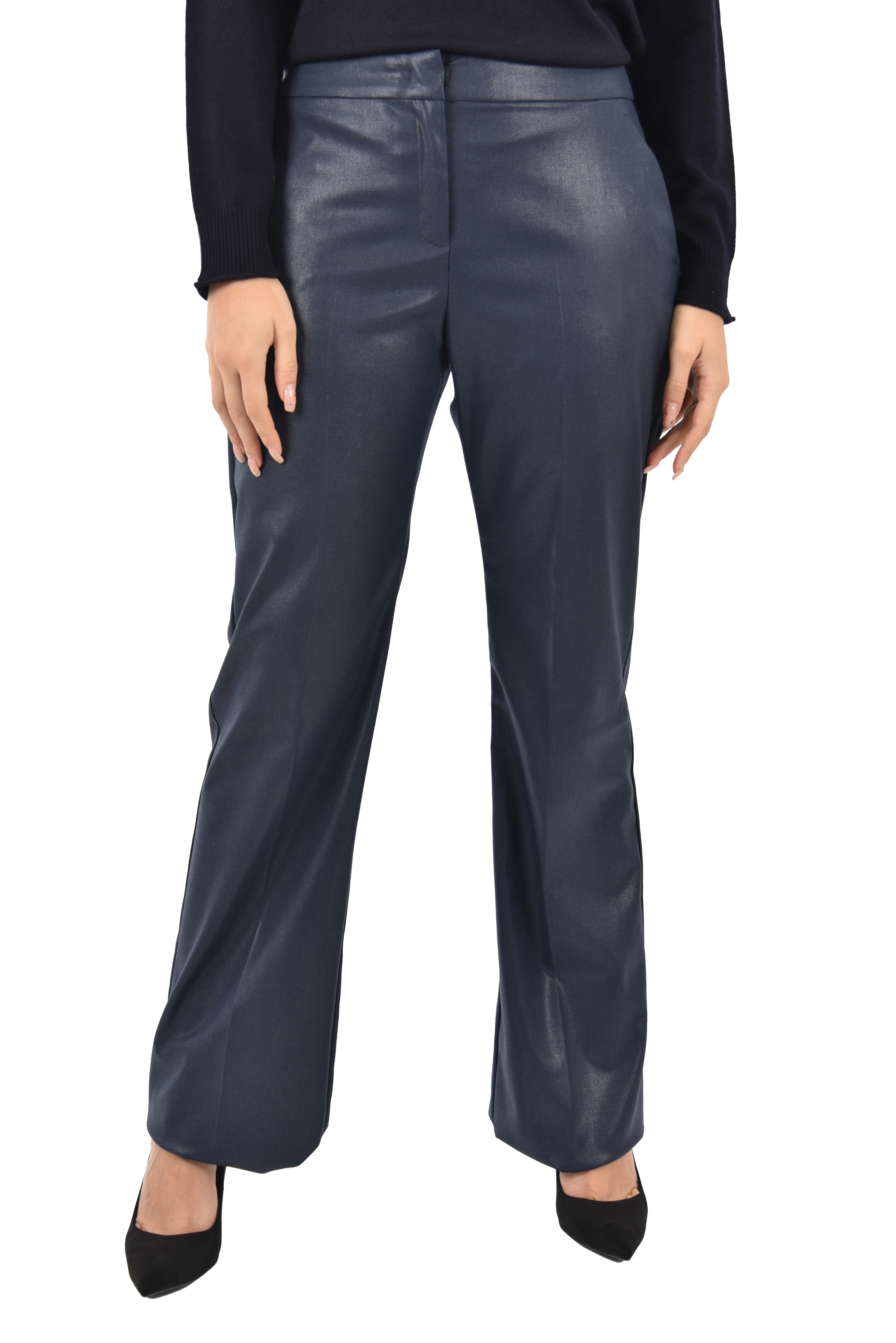 PANTALONE CON RIFLESSI LAMINATI DONNA BLU