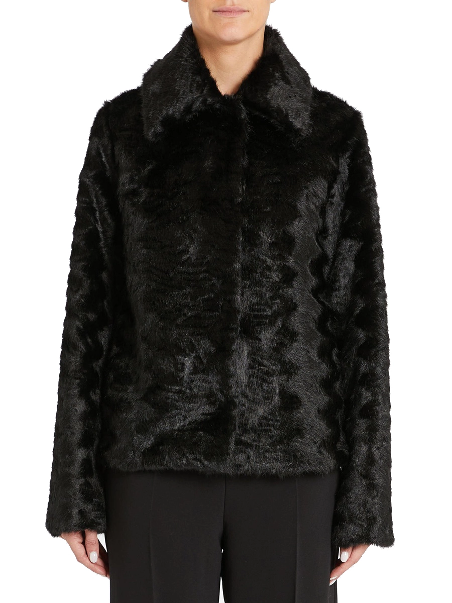 GIACCA CORTA IN ECO-PELLICCIA EFFETO ASTRACAN DONNA NERO