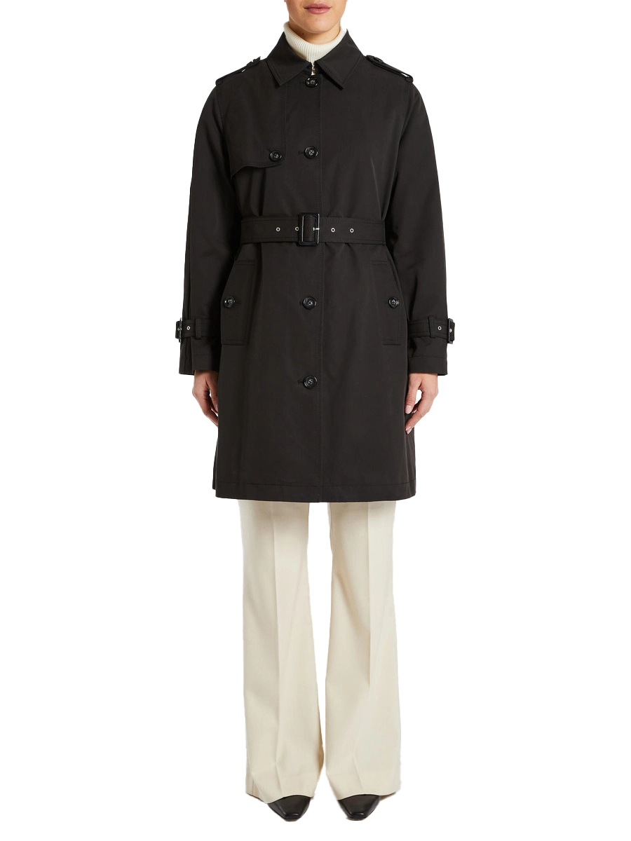 TRENCH MONOPETTO IN GABARDINE DONNA NERO