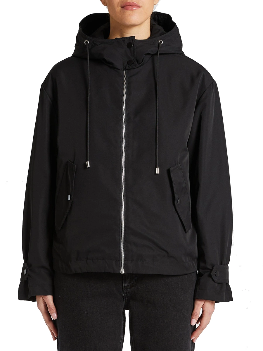 CAPPOTTO CORTO CON CAPPUCCIO A COLLO ALTO DONNA NERO