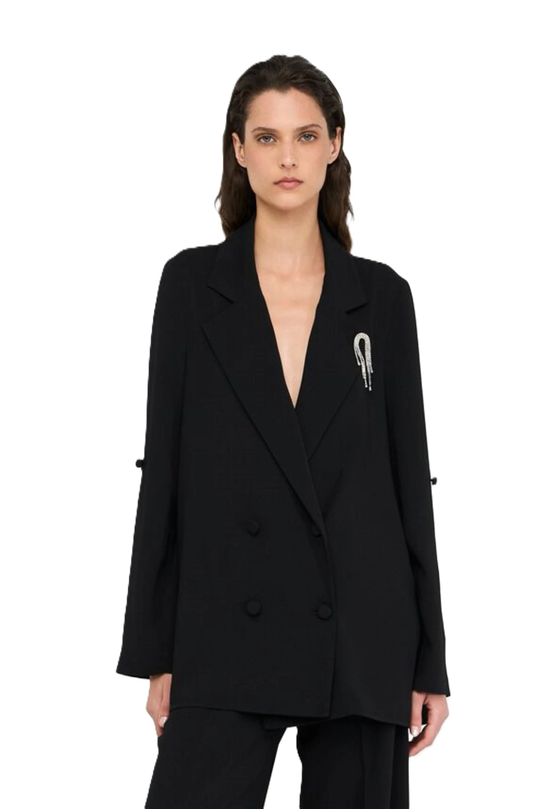 GIACCA BLAZER DOPPIOPETTO IN ENVERS SATIN DONNA NERO