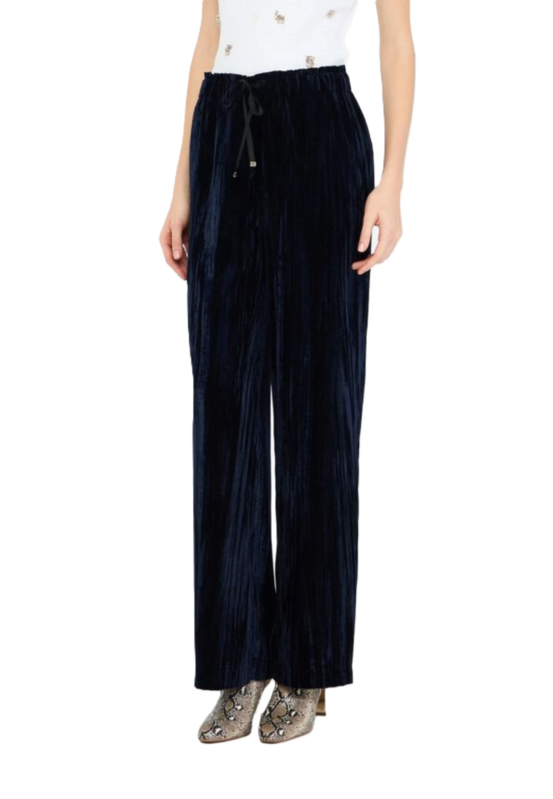 PANTALONE PALAZZO IN VELLUTO CON COULISSE DONNA BLU