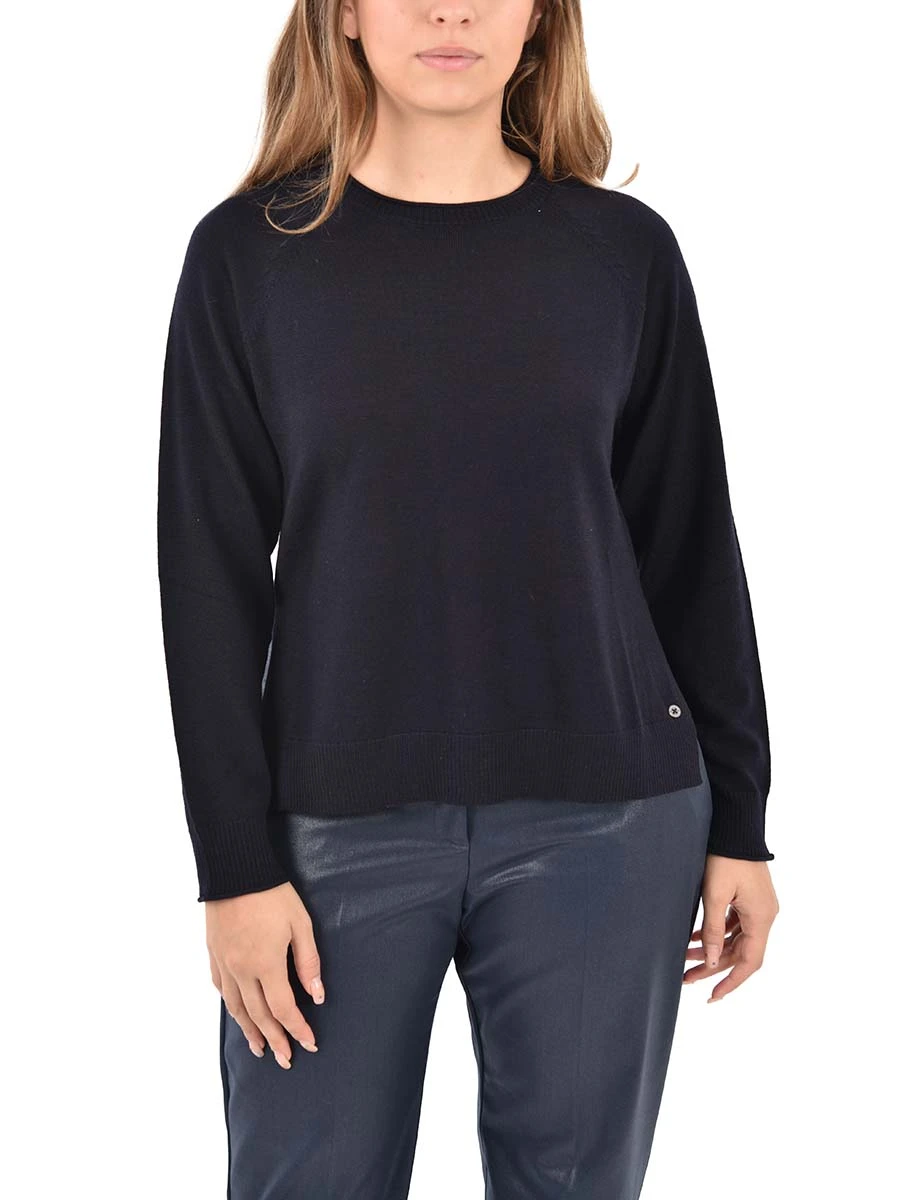 MAGLIA GIROCOLLO PURA LANA SOTTILE DONNA BLU