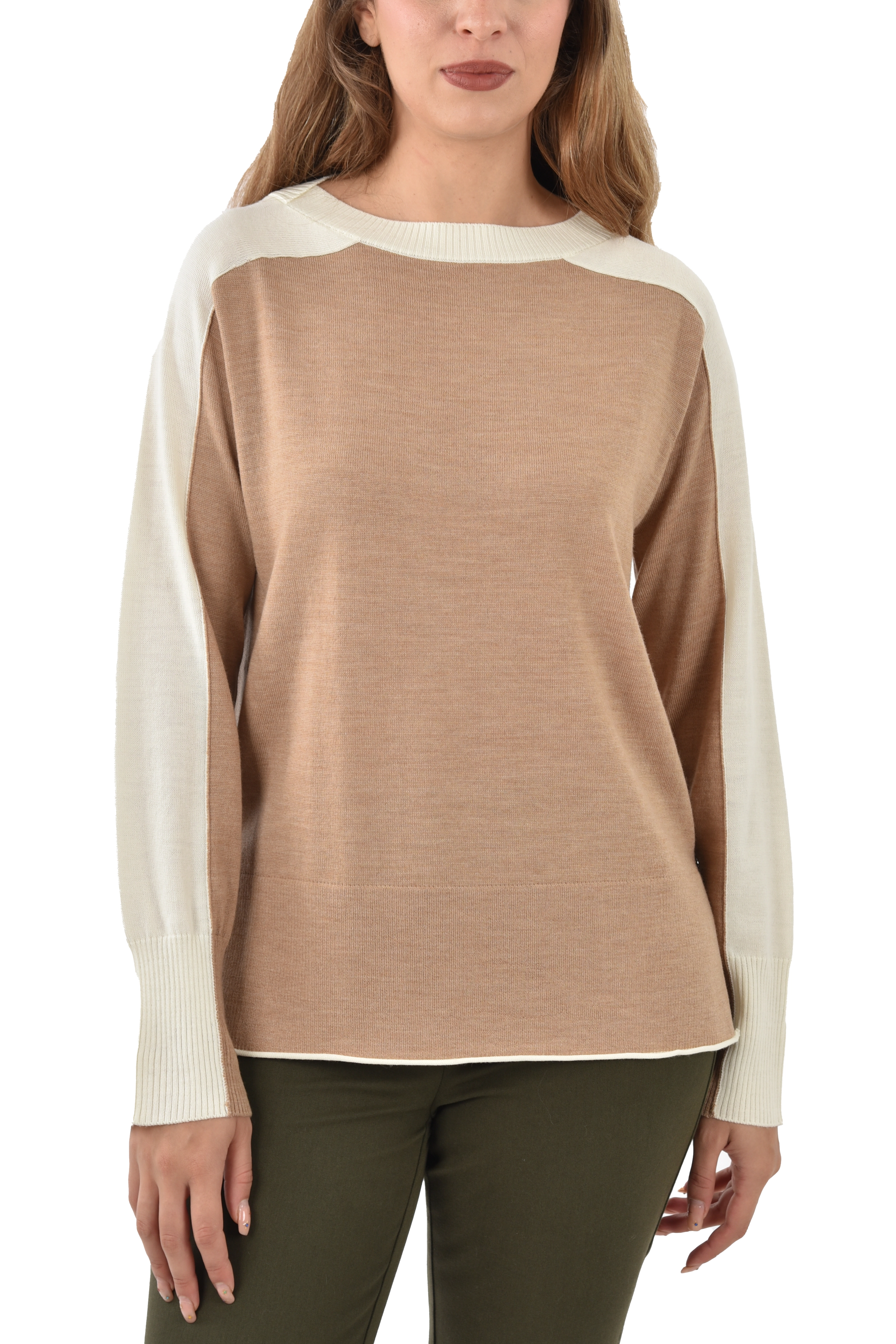 MAGLIA IN FILATO SOTTILE DI PURA LANA DONNA BEIGE